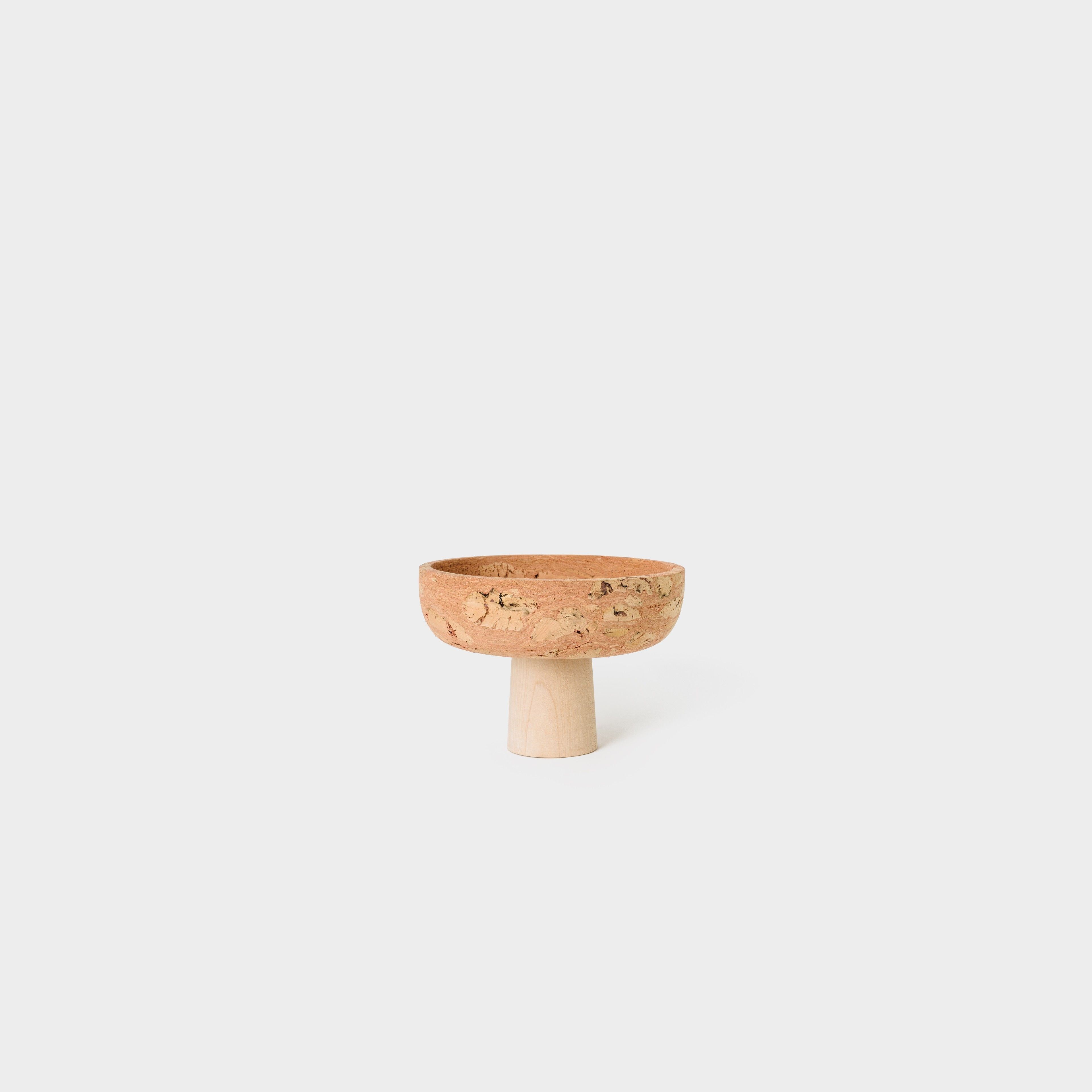 Pink Marbled Cork Tall Footed Bowl