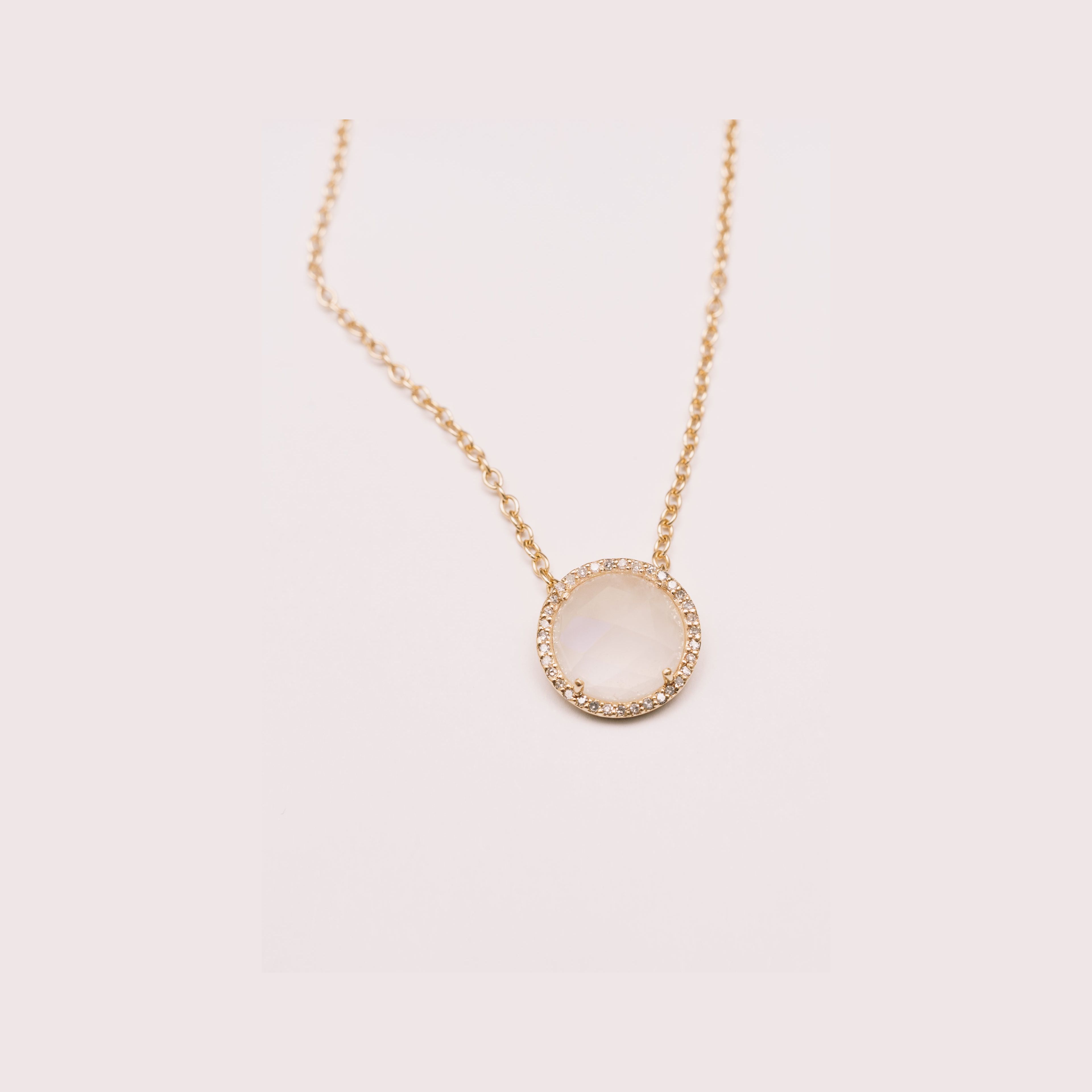 Auréole Necklace I Rainbow Moonstone | 14K Gold I Janna Conner