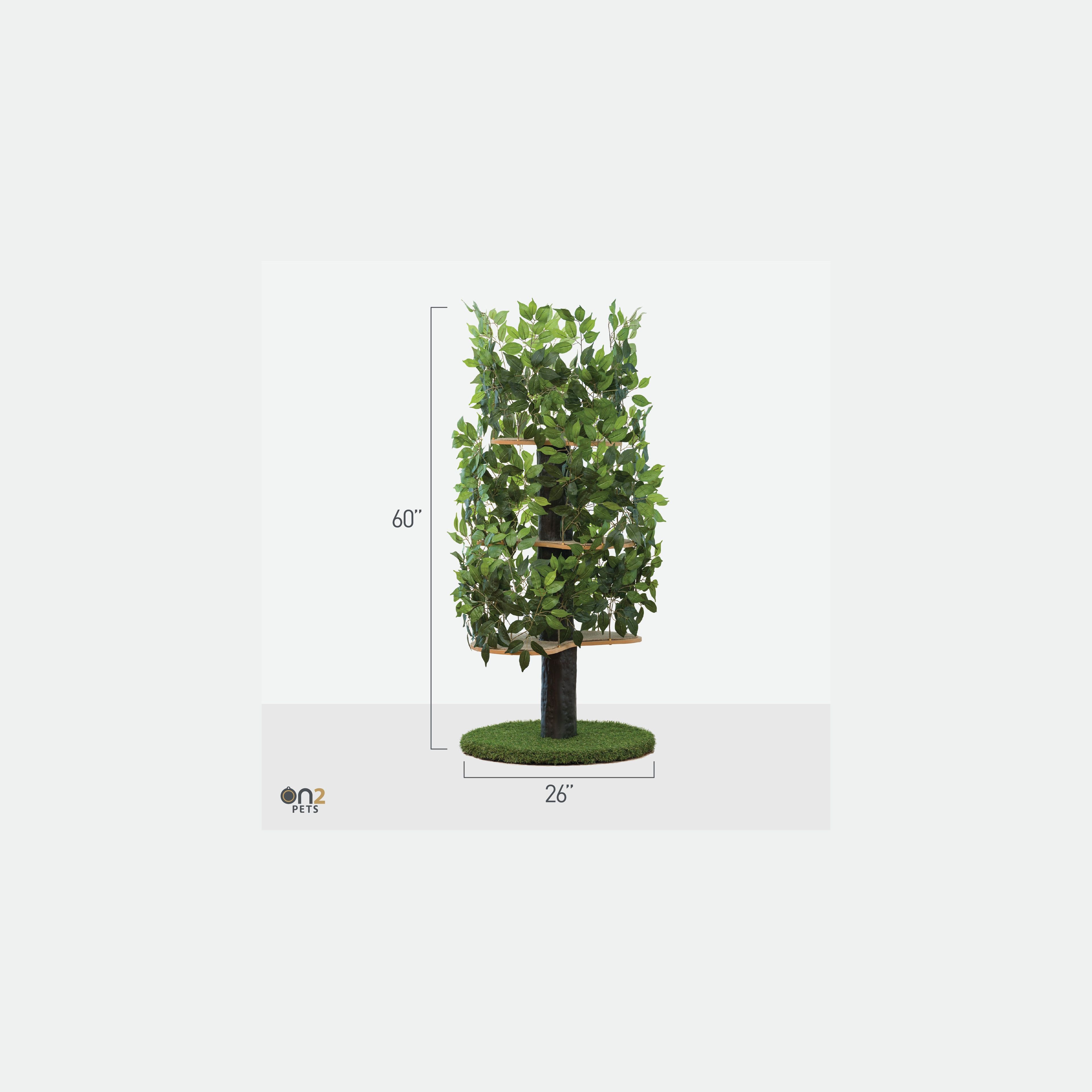 5ft Interchangeable Leaves Cat Tree Round Base, Zen Green