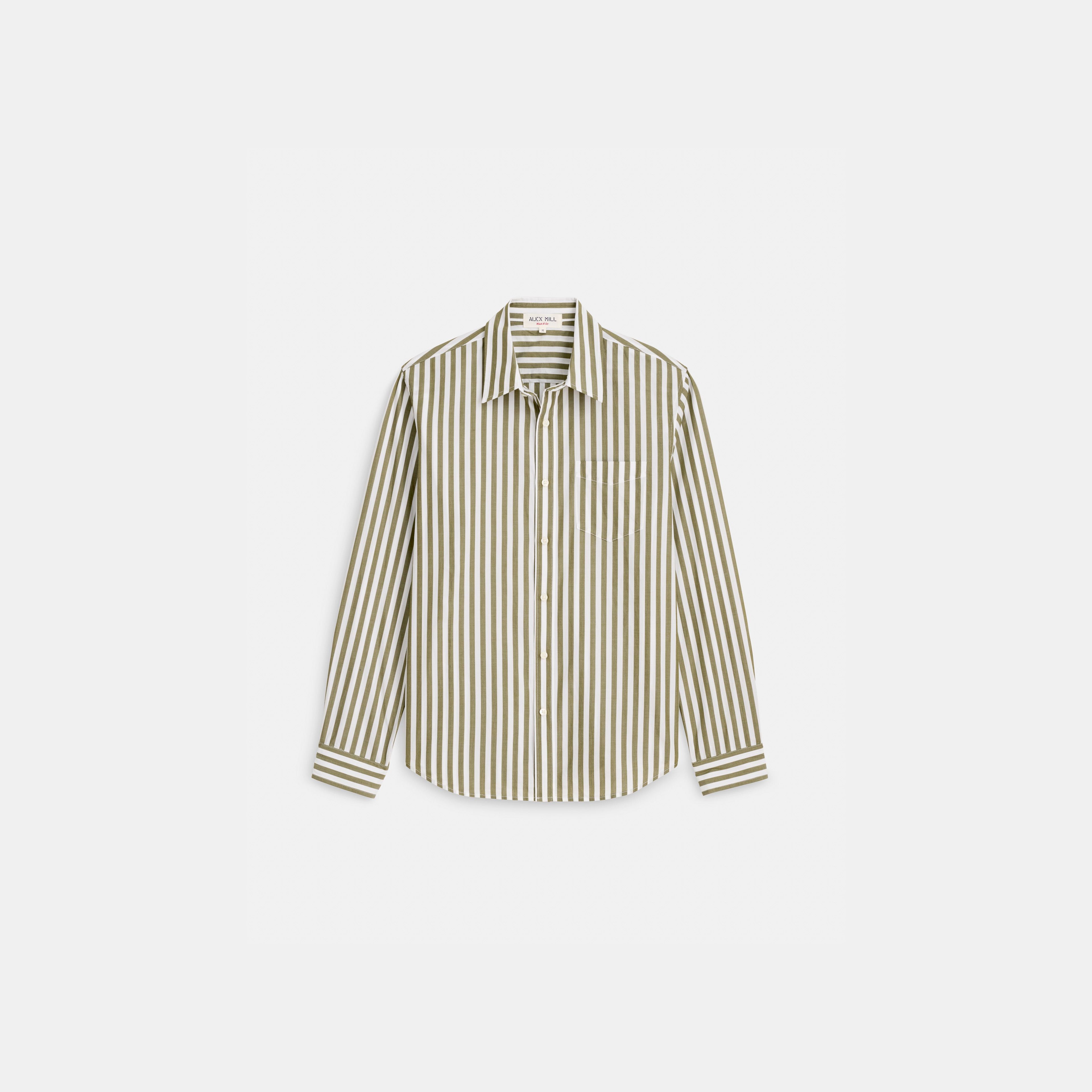 Mill Shirt in Wide Striped Cotton Poplin