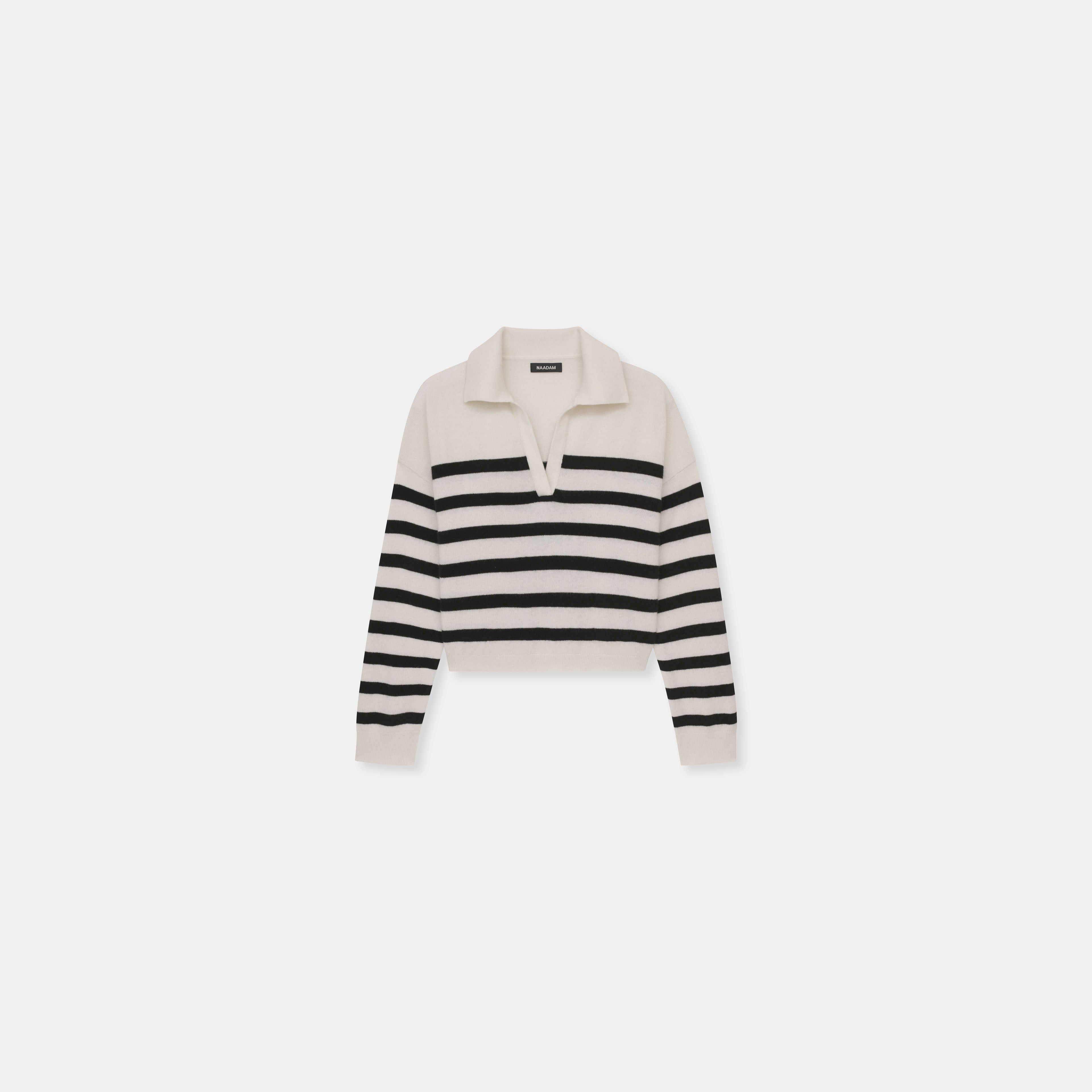Signature Cashmere Striped Polo Sweater