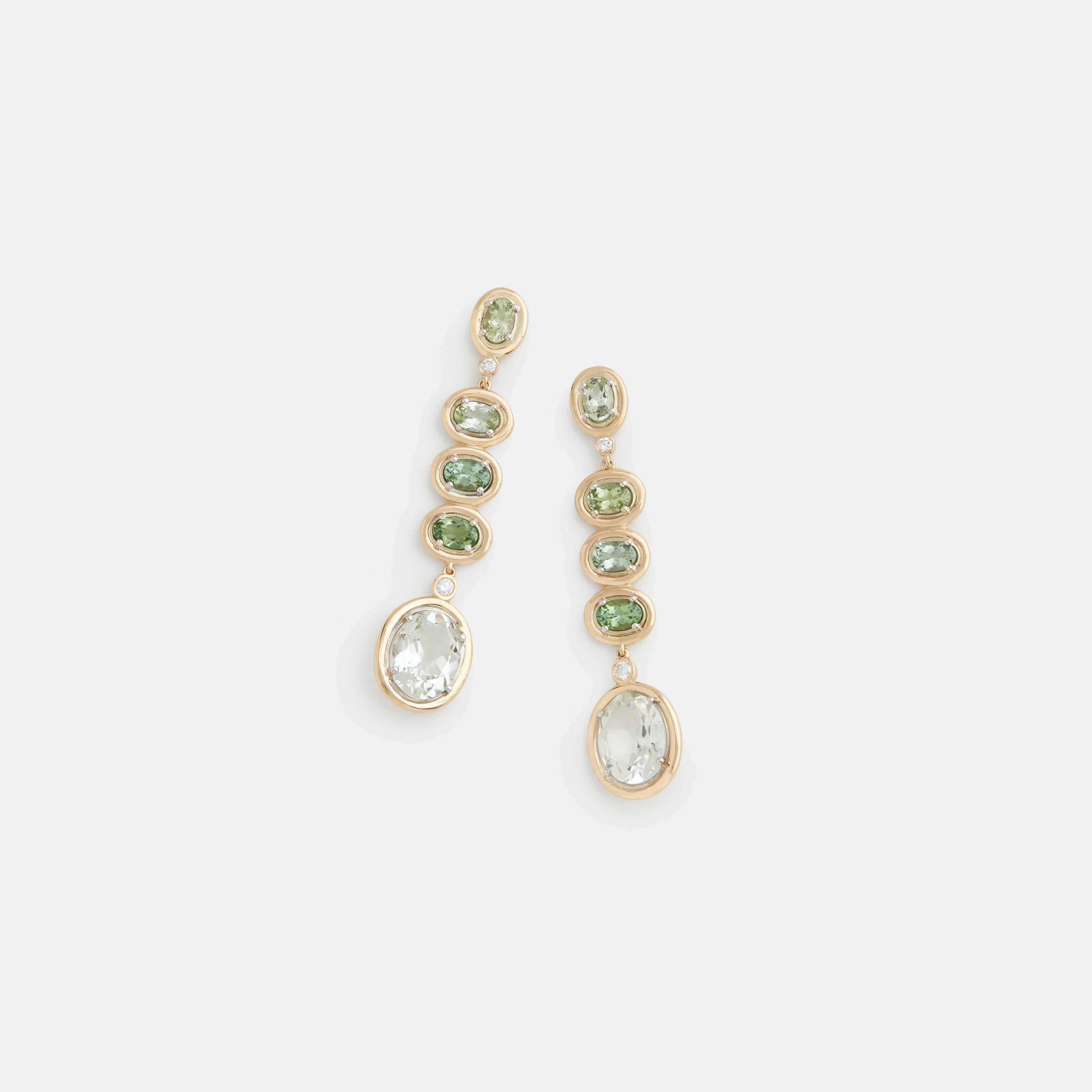 Ombre Earring with Tourmaline, Green Amethyst and Diamonds