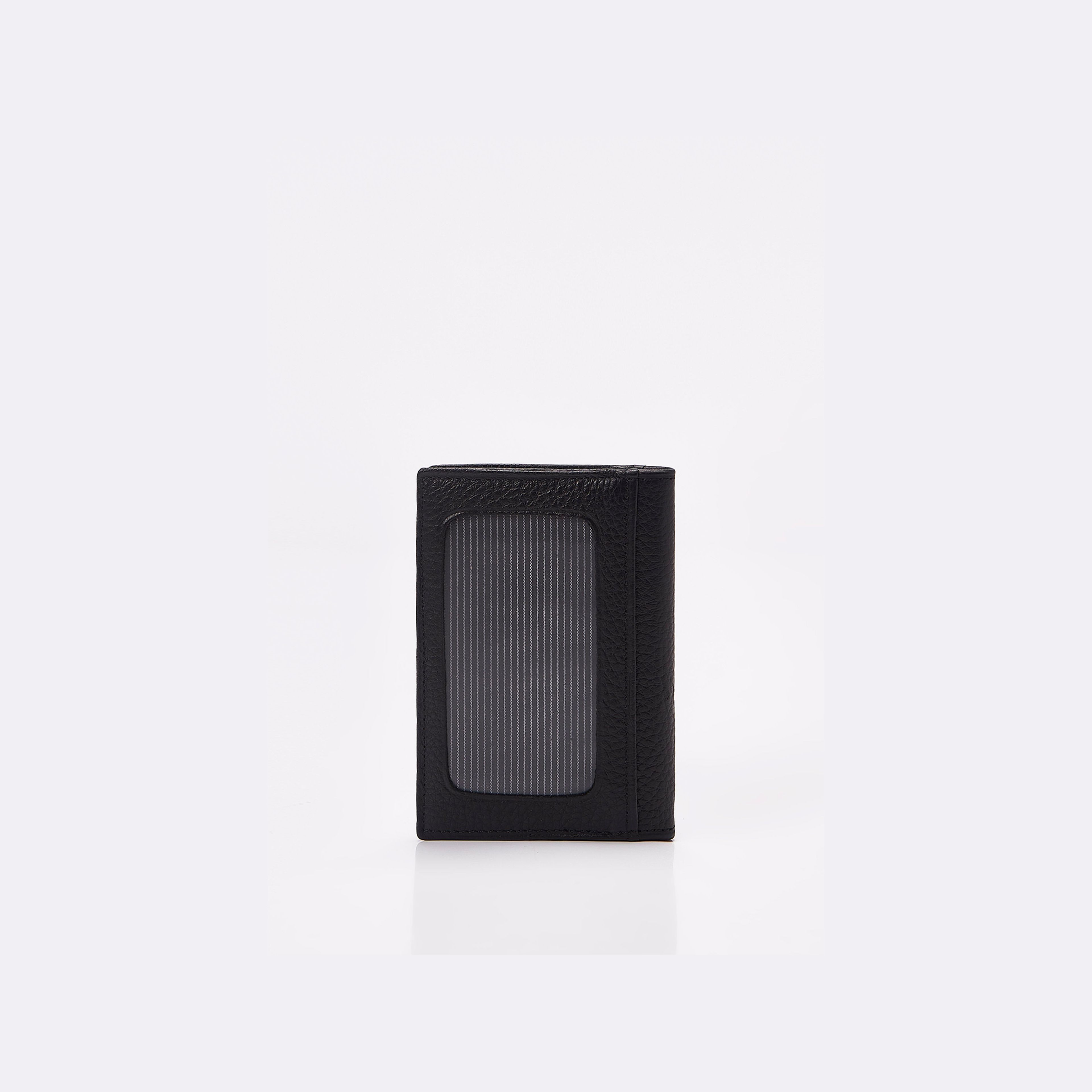 Black Leather Folding Card Holder