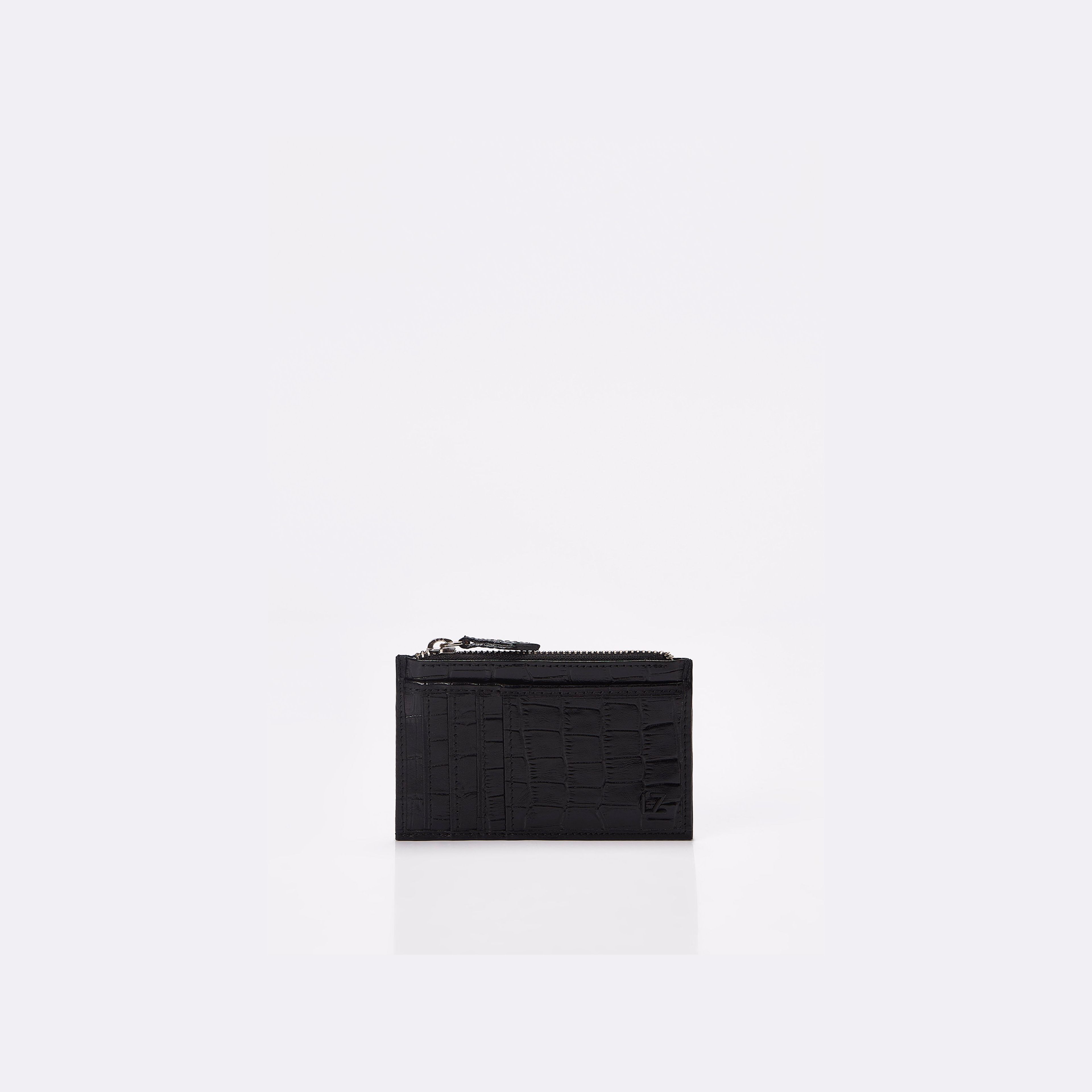 Croco Leather Zip-Top Card Holder
