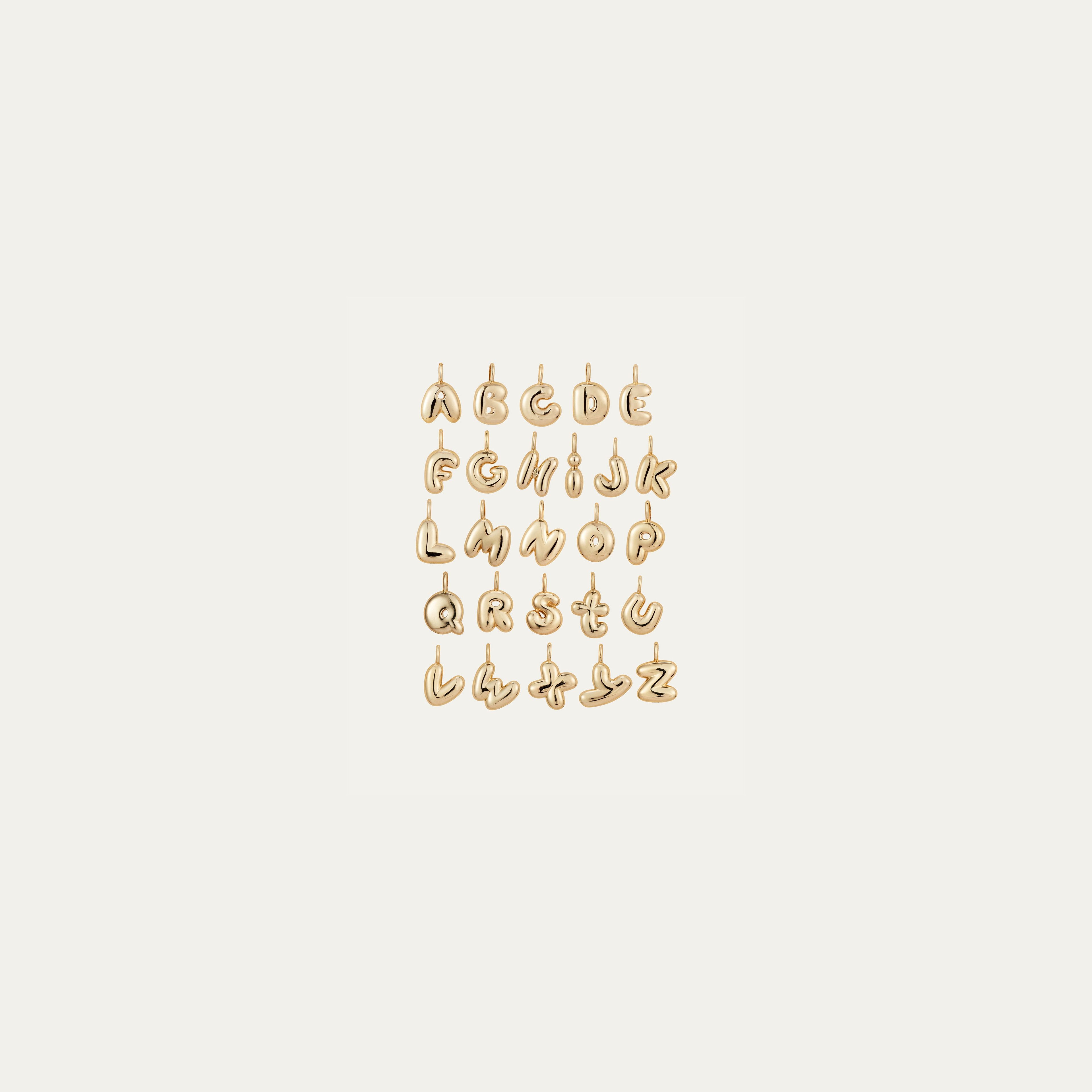 14K Gold Bubble Letter Necklace - O