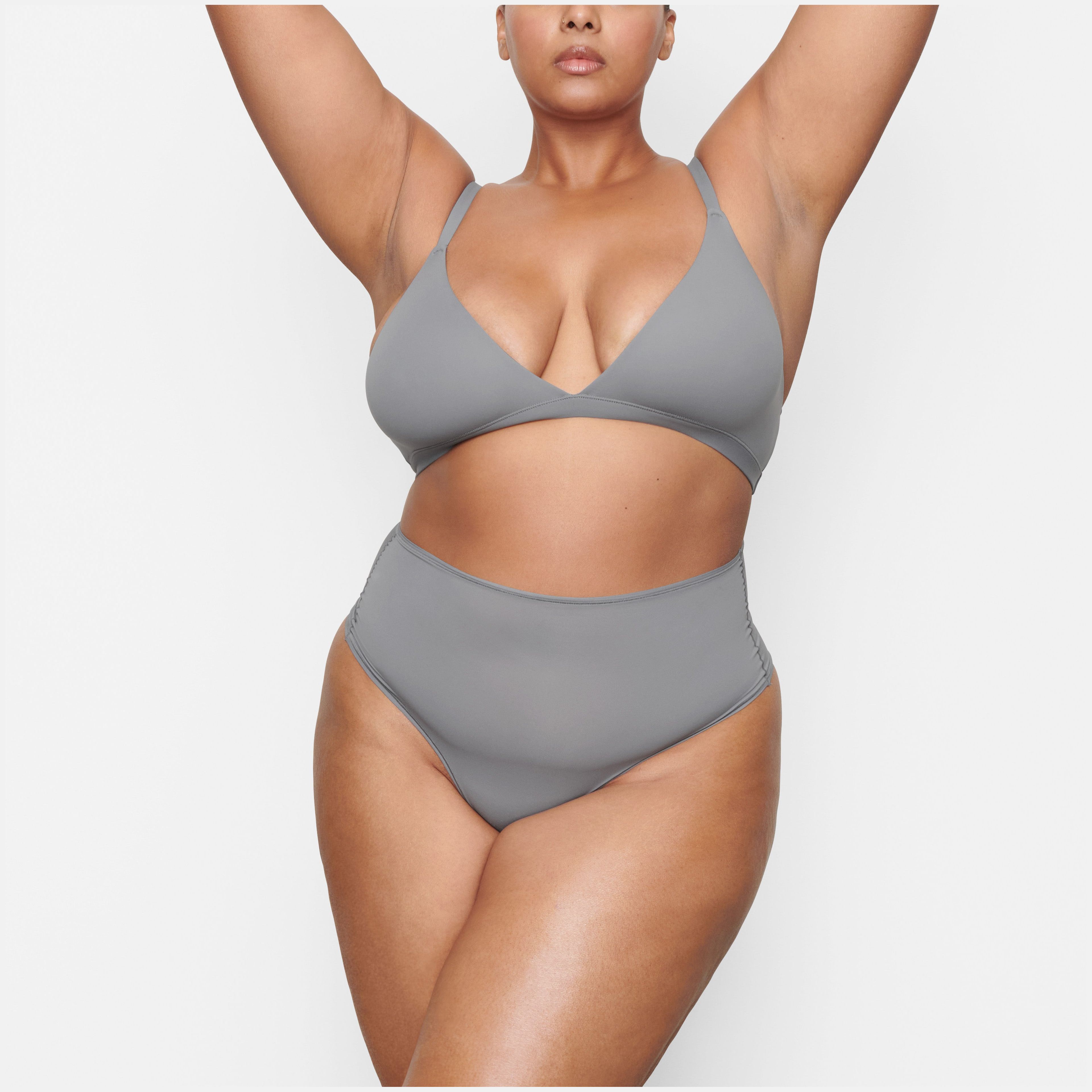 SKIMS FITS EVERYBODY HIGH WAISTED THONG, GREY on Marmalade