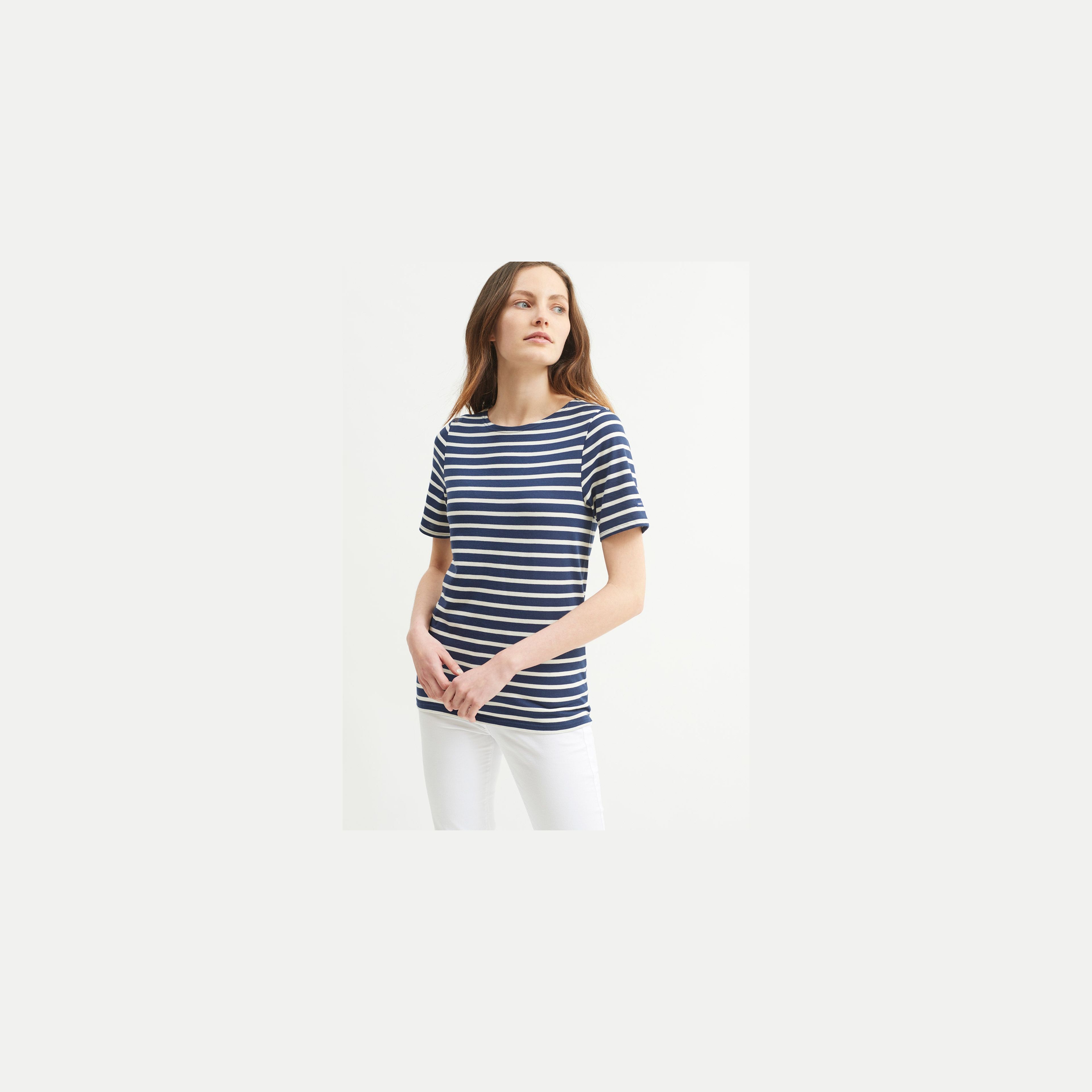 LEVANT MODERN - Breton Stripe Short Sleeve Shirt | Soft Cotton | Unisex Fit (NAVY / ECRU)