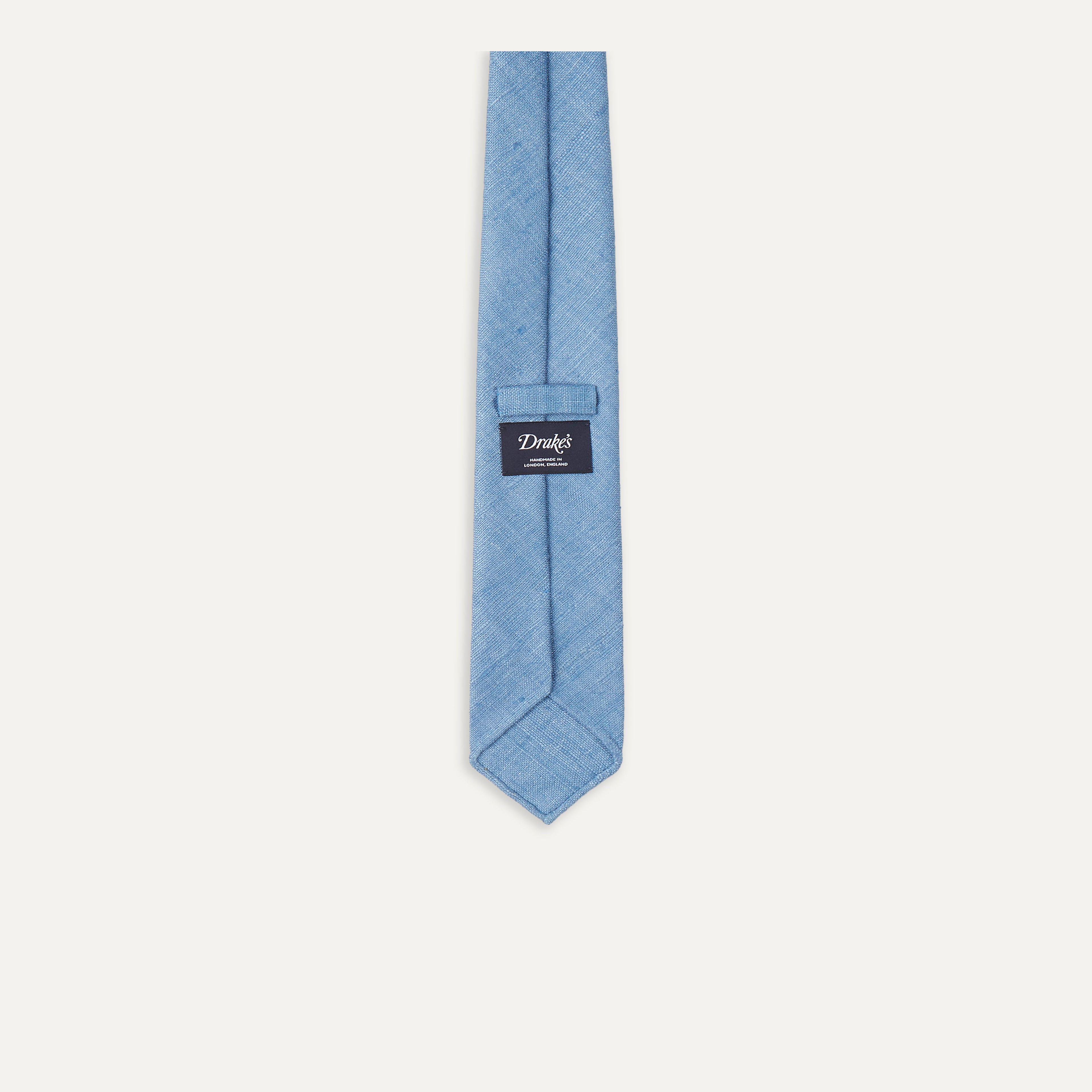 Blue Tussah Hand Rolled Silk Tie