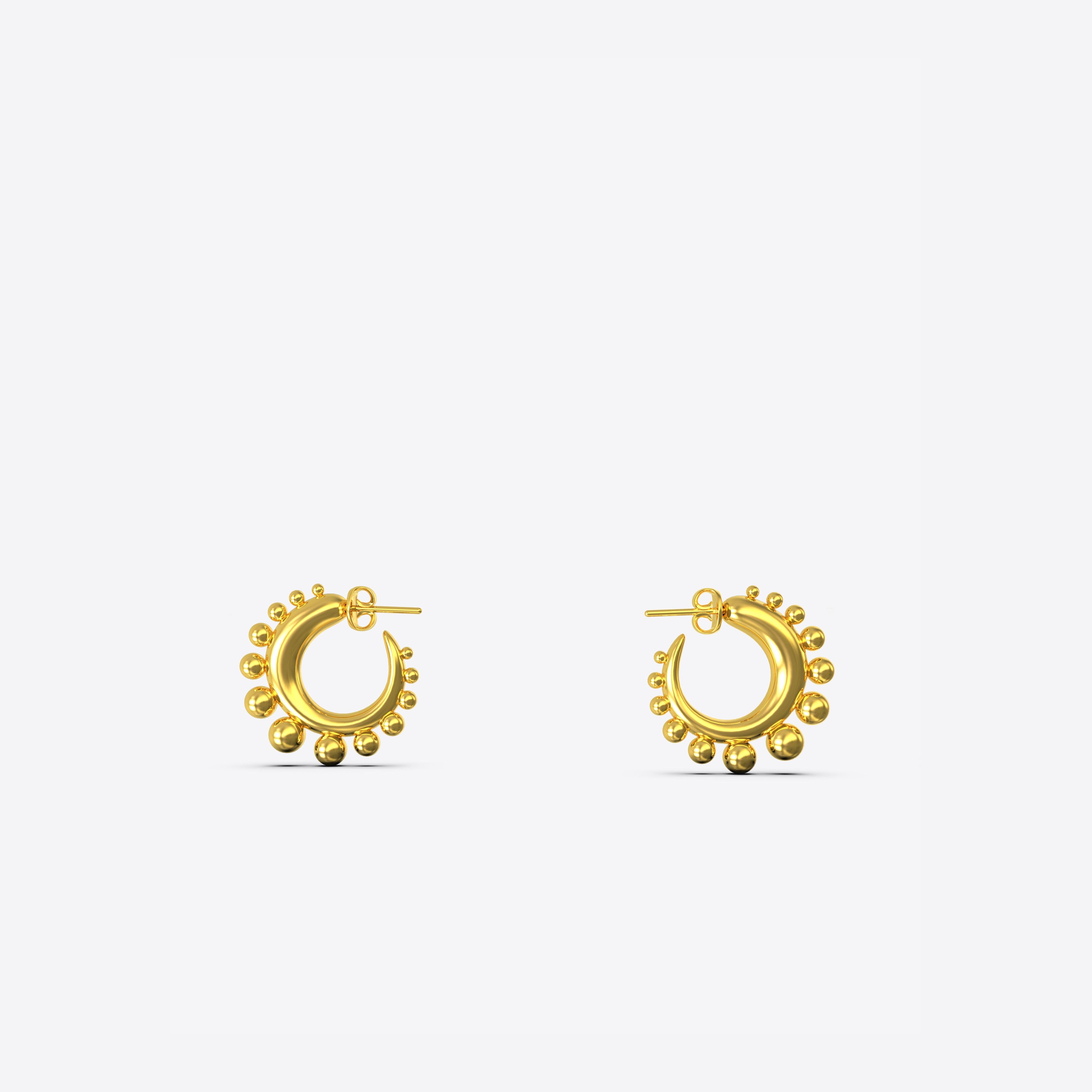 Tiny Khartoum Hoops Embellished in Gold Vermeil