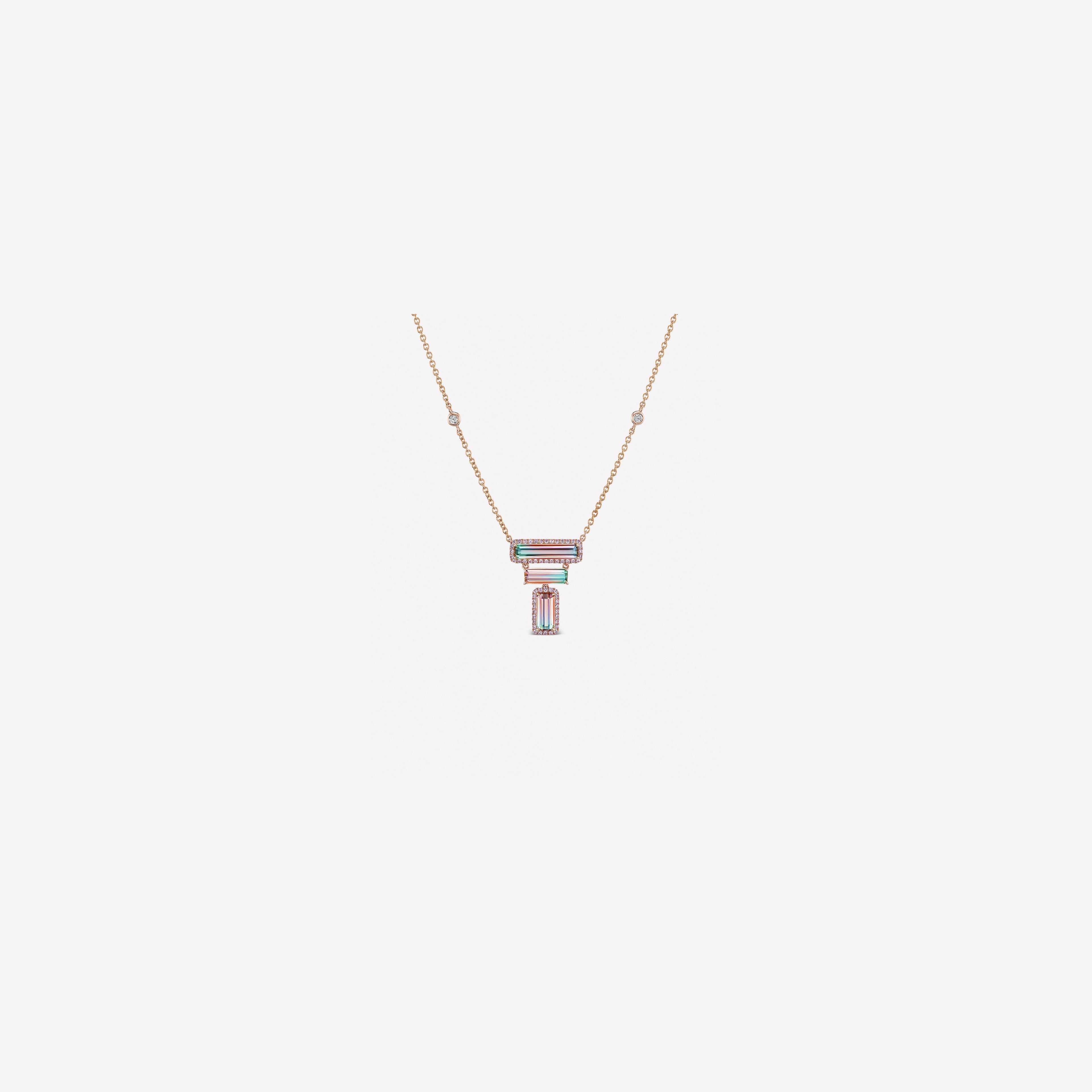 Argyle Pink Diamond and Bi Color Tourmaline Necklace