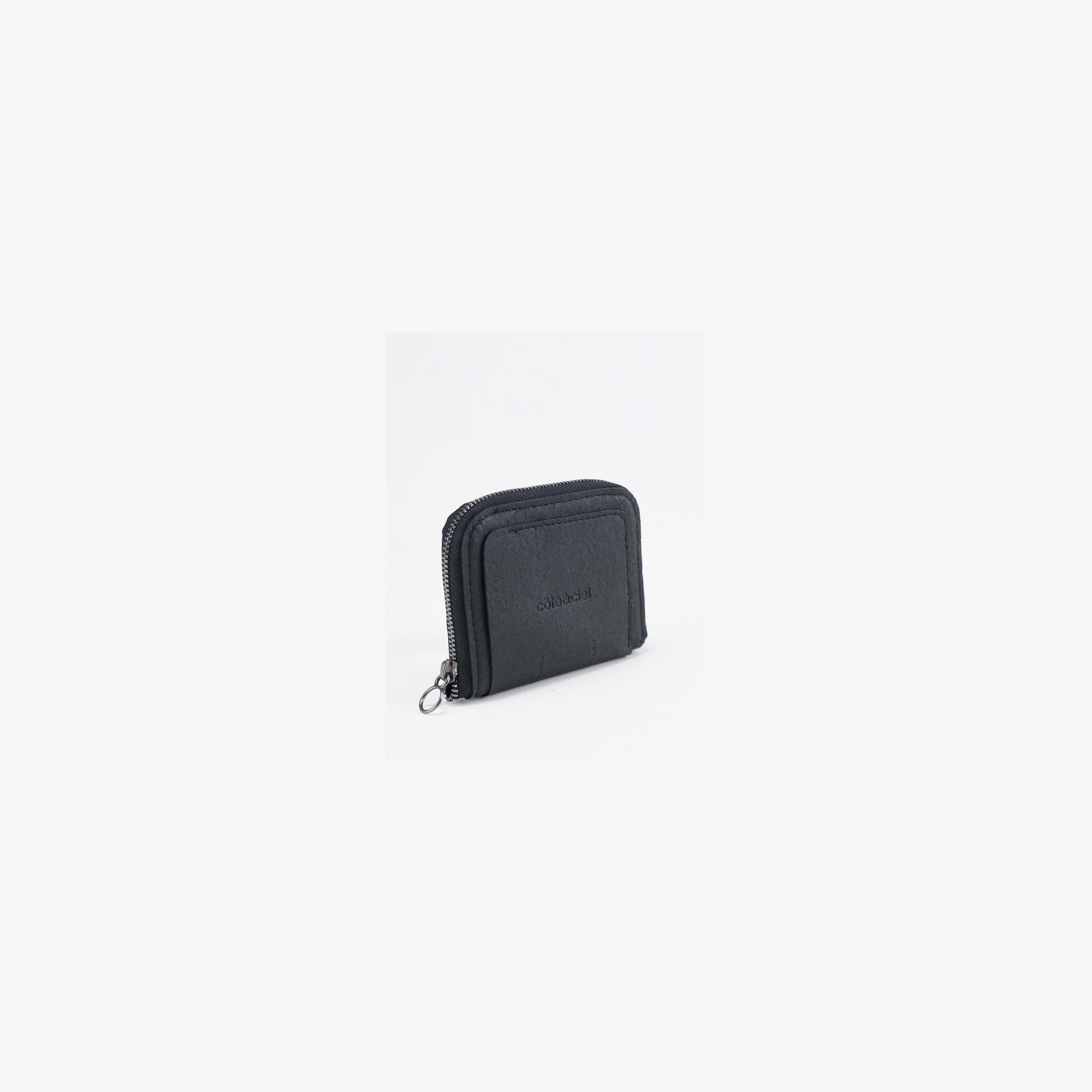 Zippered Wallet M Recycled Leather Black