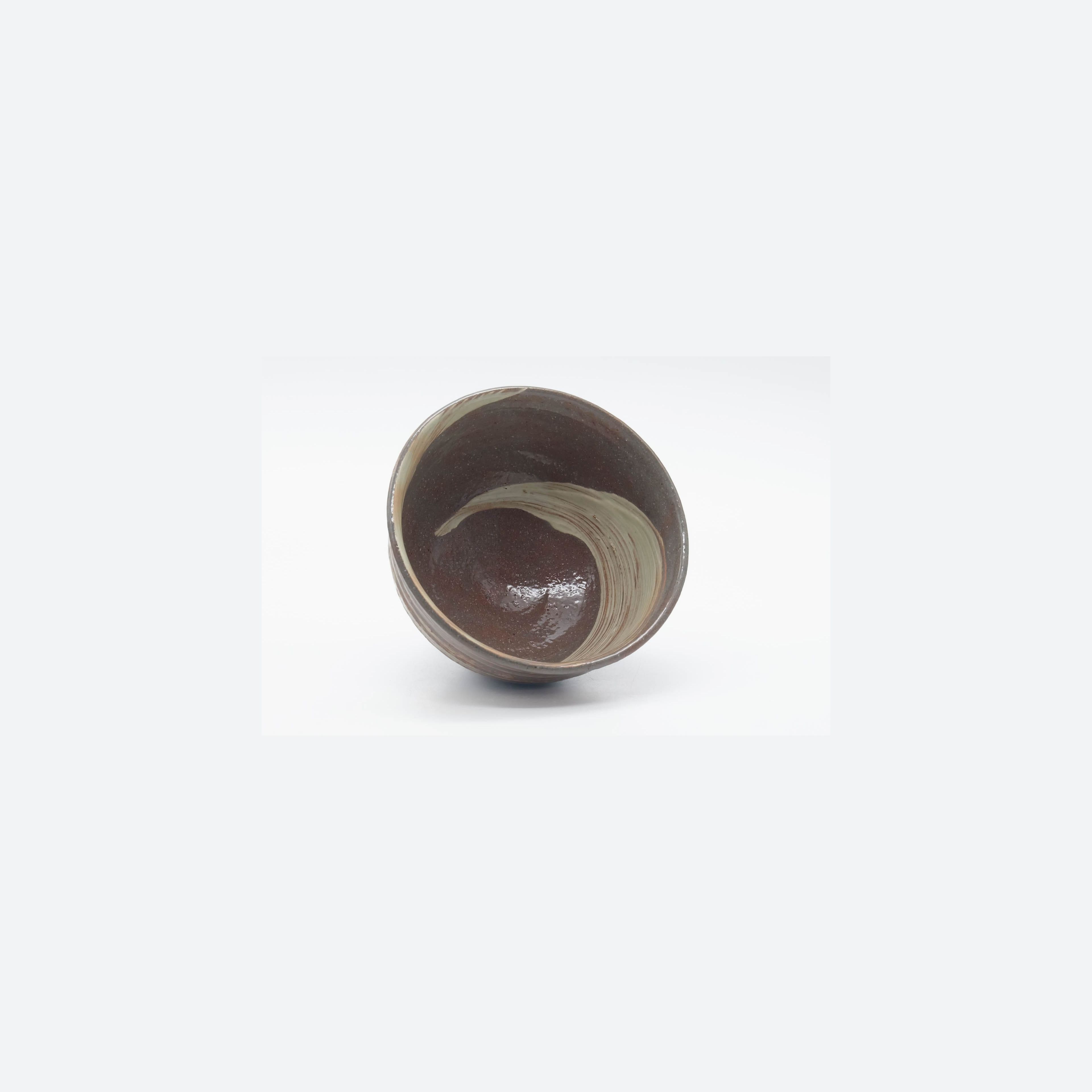 Japanese Matcha Bowl - Beige White Brush Glazed Kiyomizu Chawan - 425ml