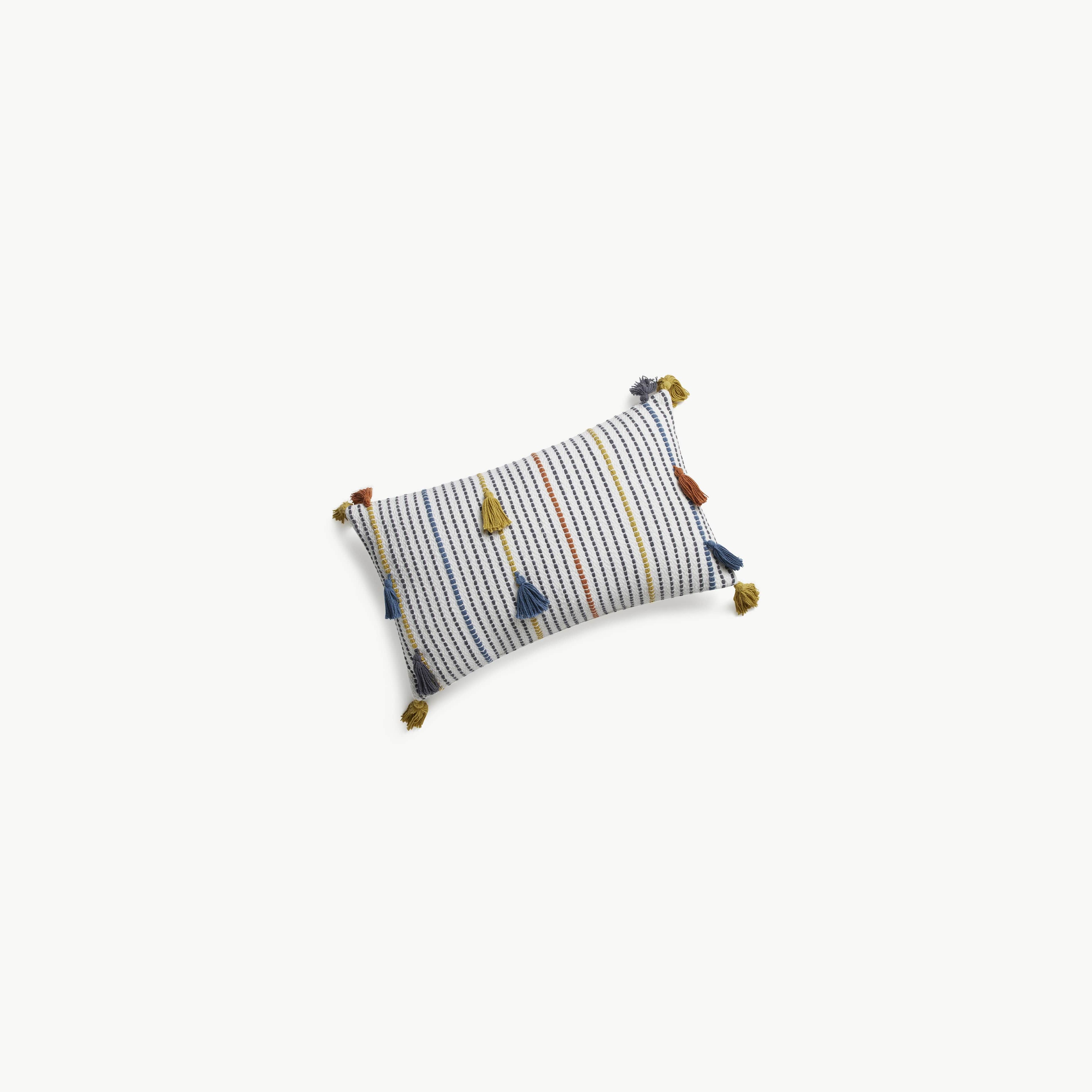 Marlowe Stripe Woven Tassel Throw Pillow