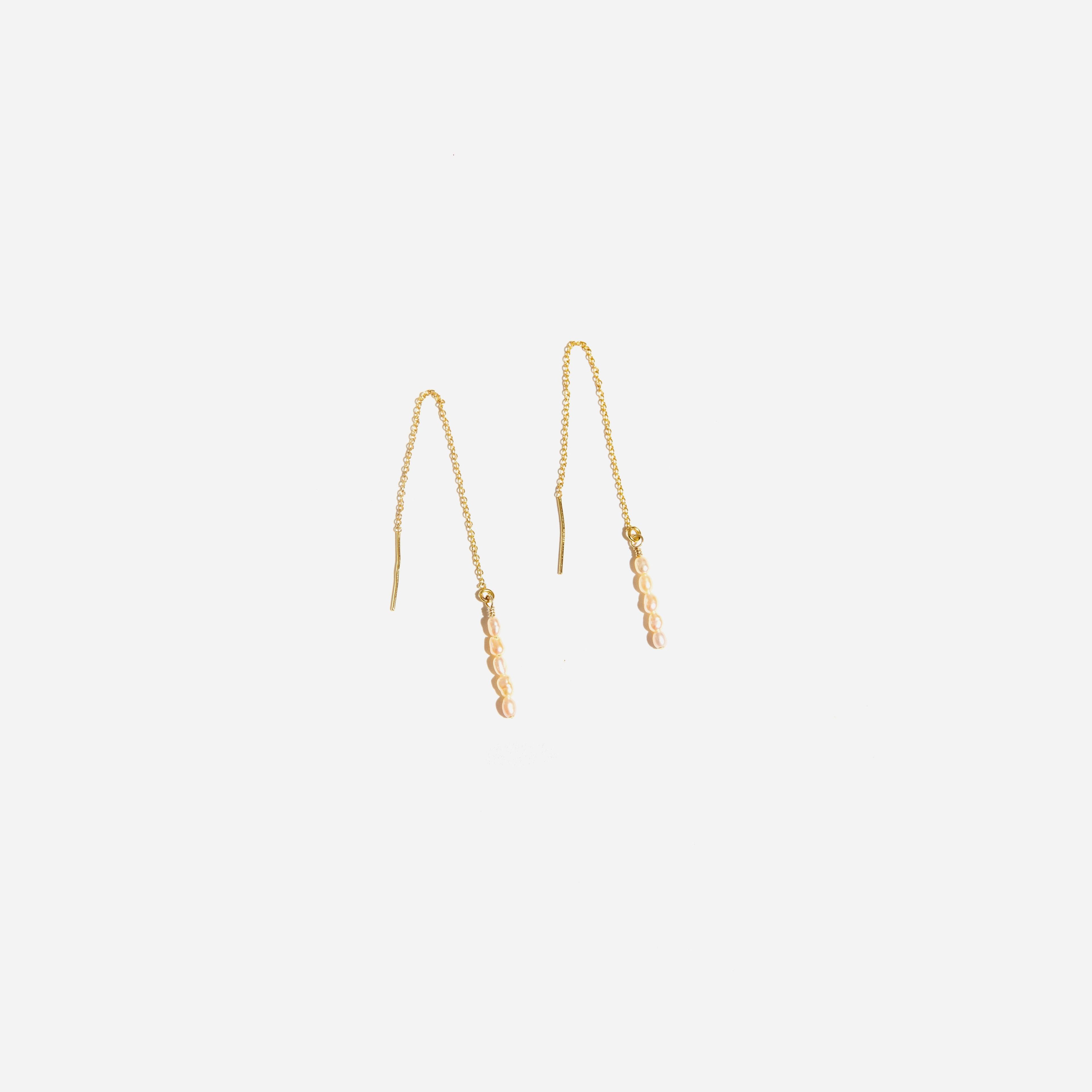 Pearl Dewdrop Threader Earrings