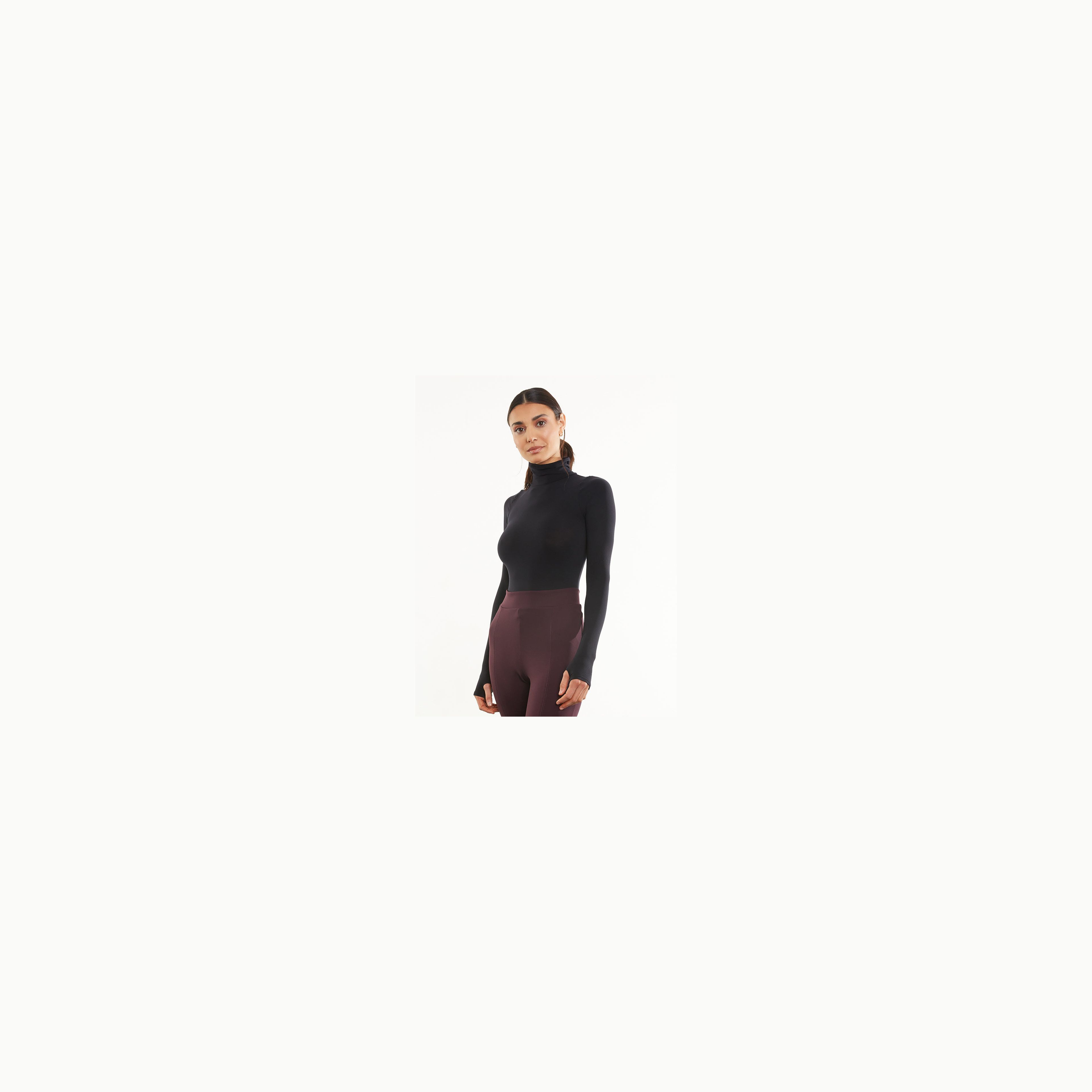 Asymmy Long Sleeve Bodysuit - Black