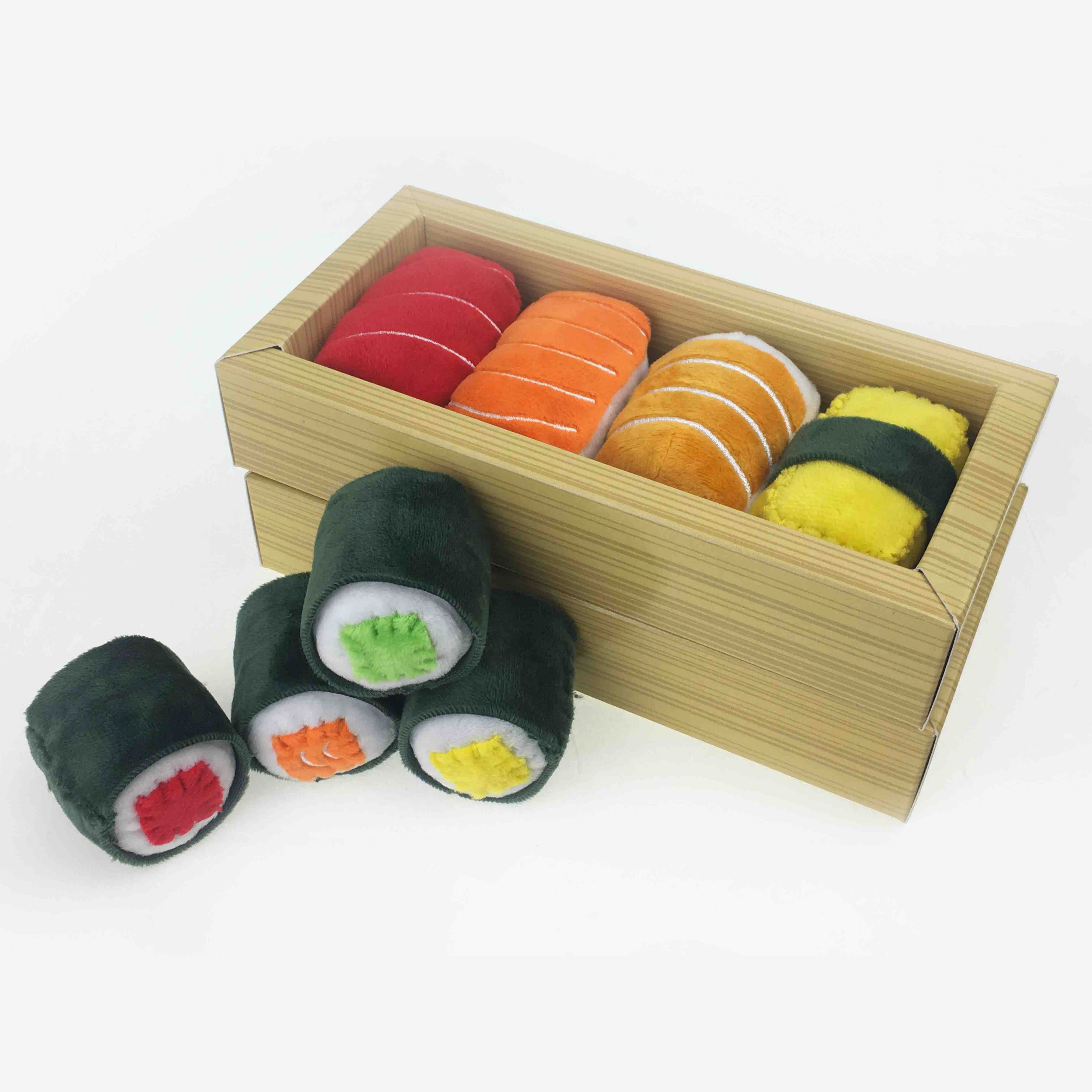Munchiecat Catnip Nigiri & Maki Sushi Set in Bamboo-Print Bento Style Box (8-pc)