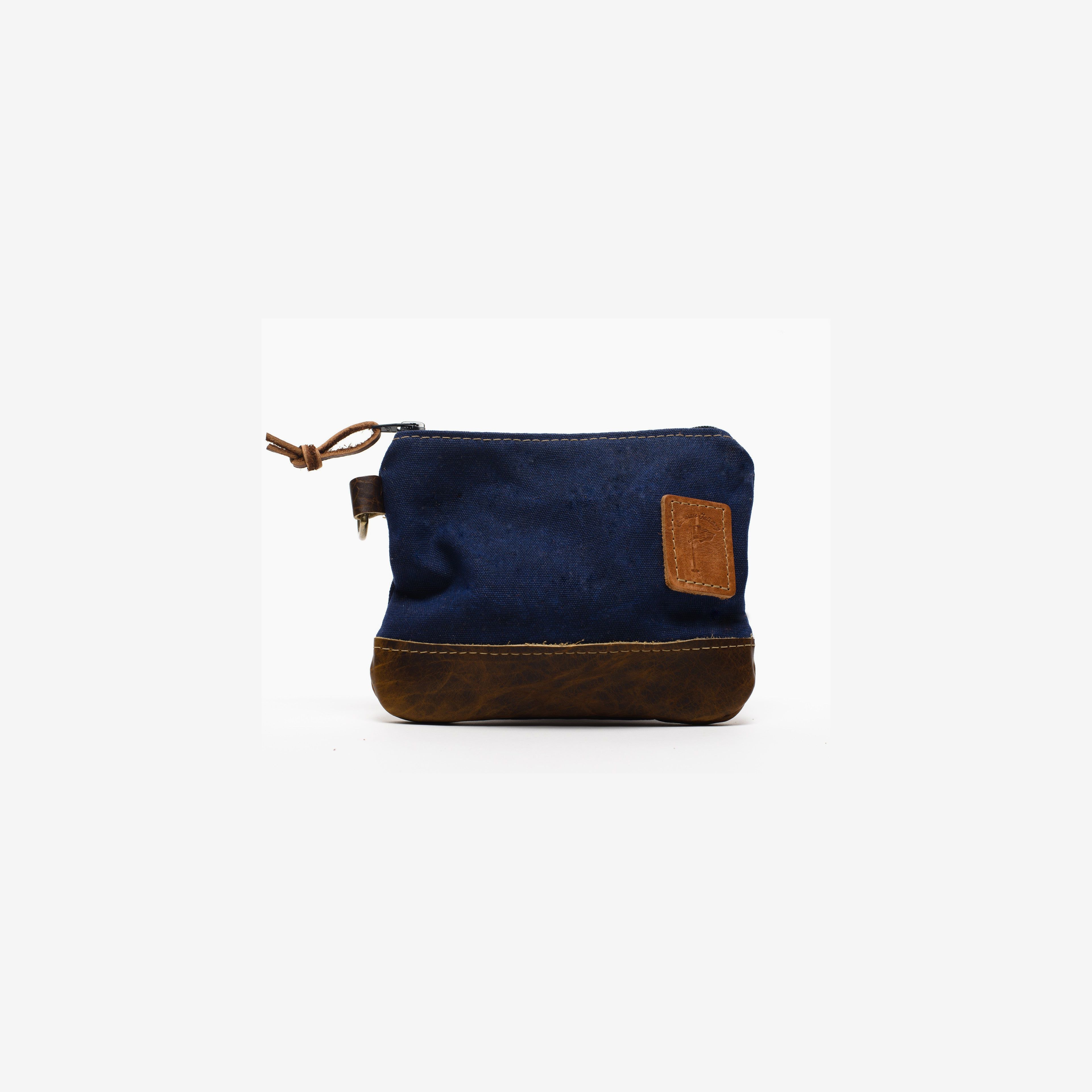 Waxed Canvas Zippered Golf Valuables Field Pouch in Navy