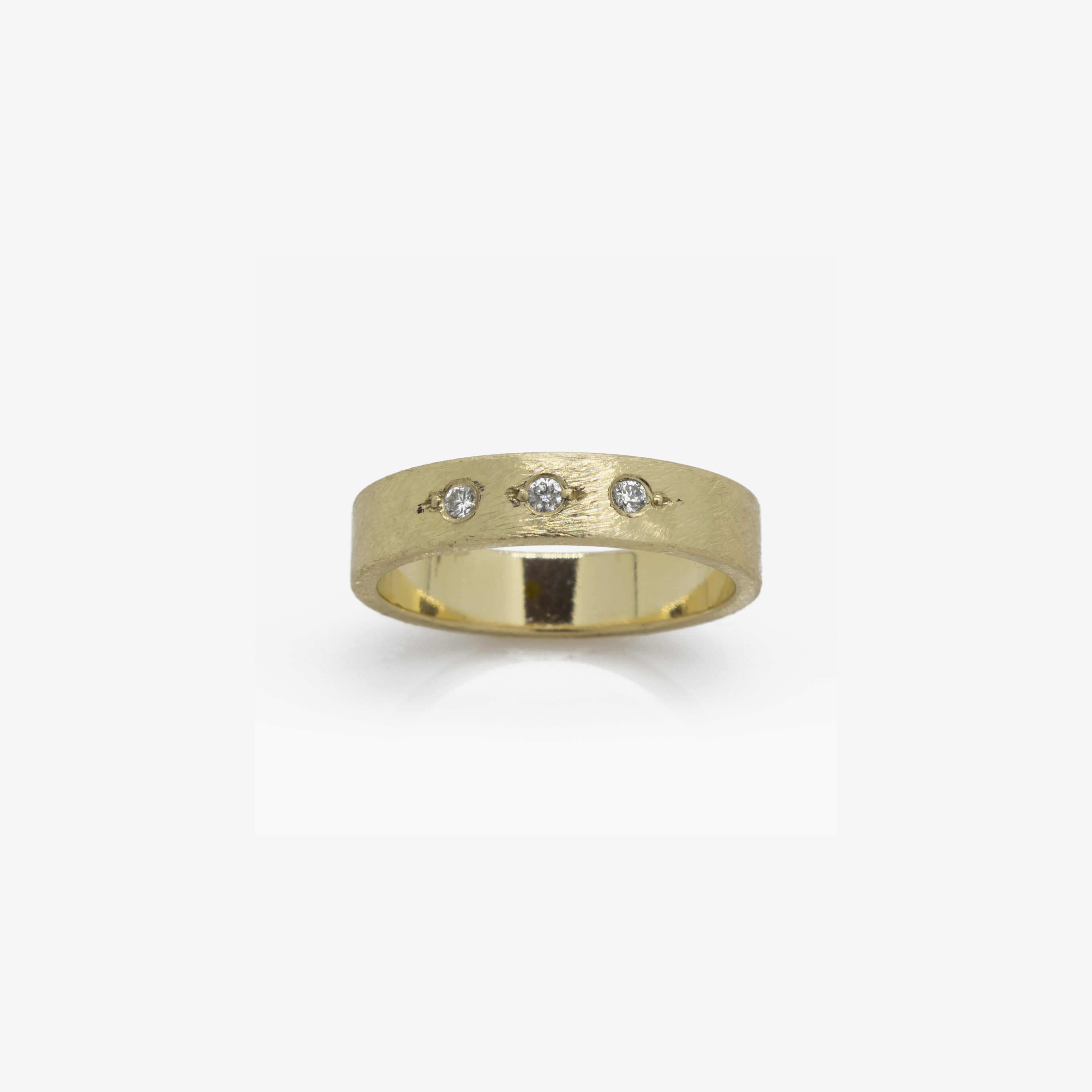 Textured Yellow Gold Diamond Ring