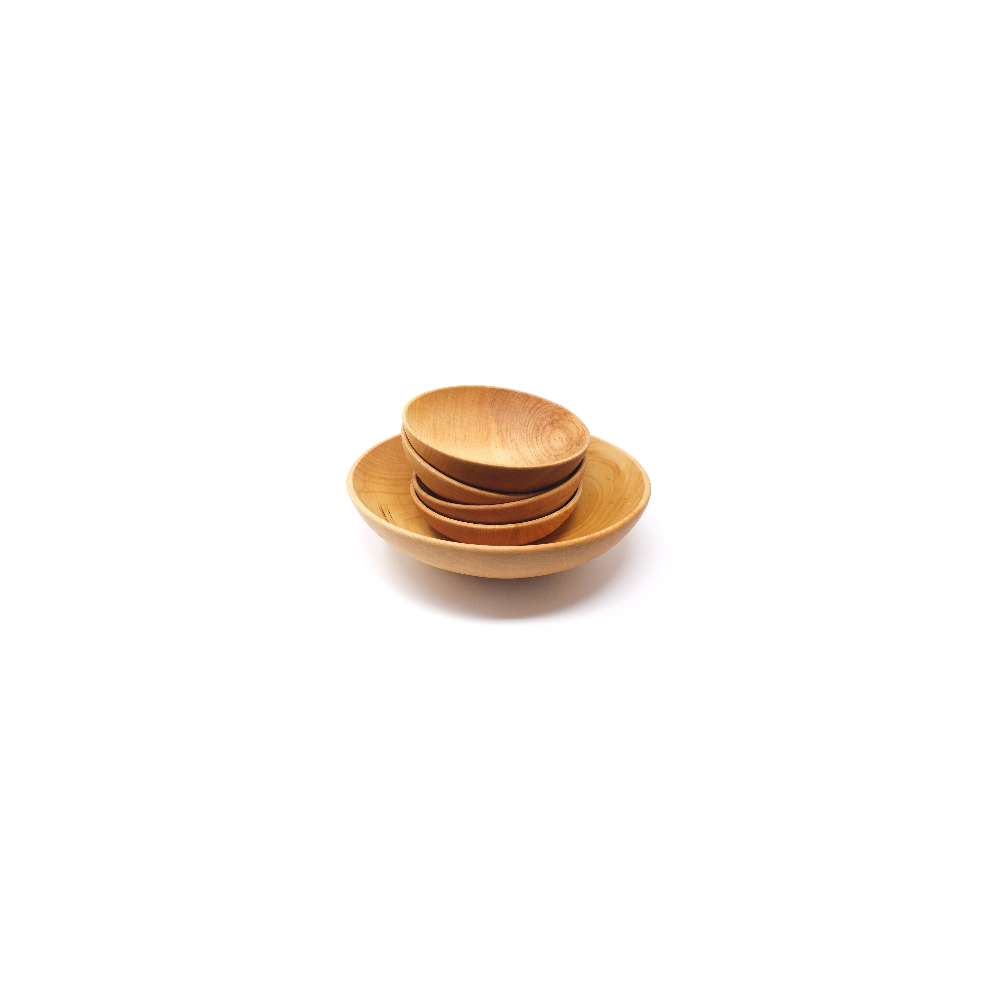 11 Inch Wooden Bowl Set - With 6 Inch Bowls