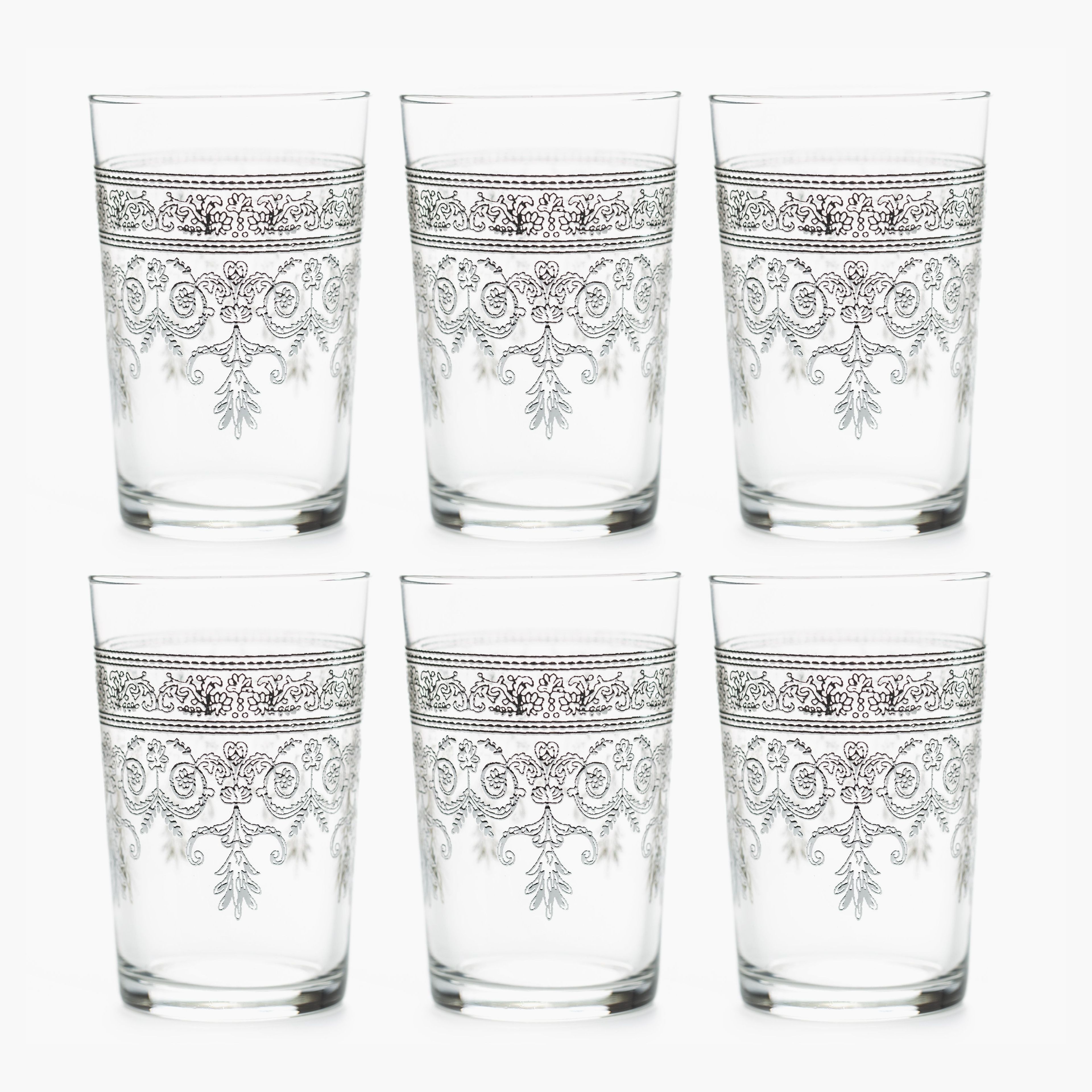 Luxury Rosaly Relief Tea Glasses (Set of 6)