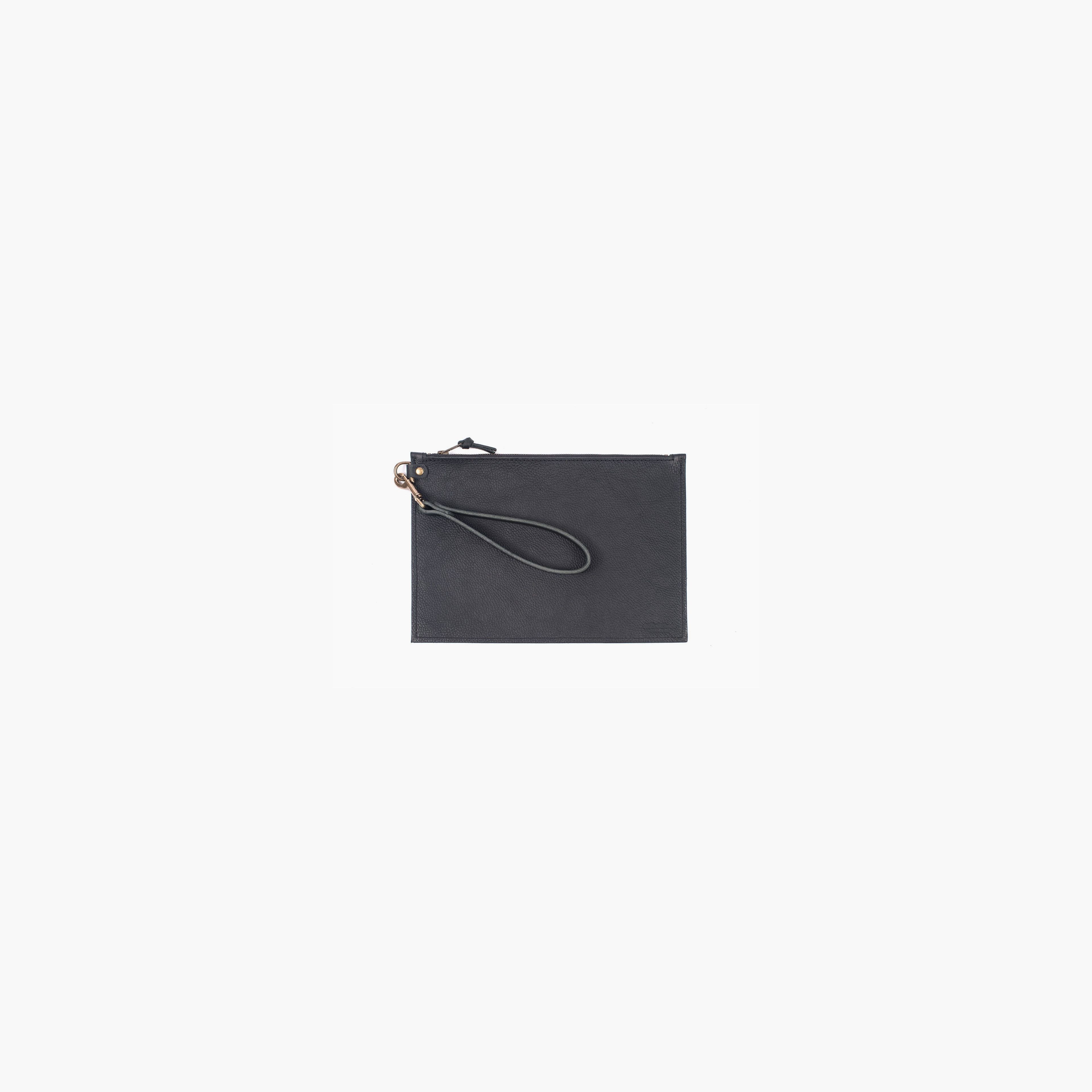 Felicity Zippered Clutch With Wristlet Large - Black