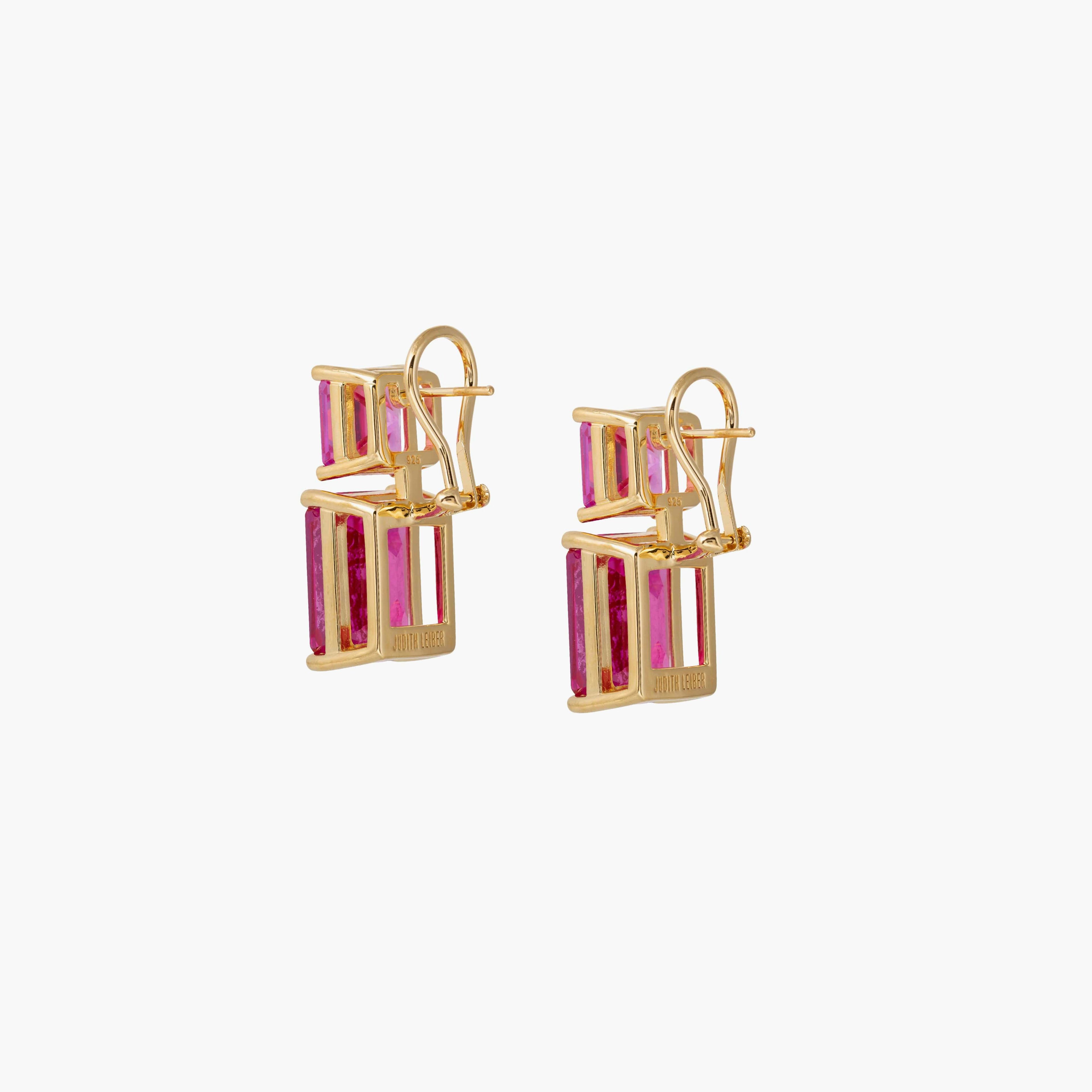 Rectangle Two Tone Pink Drop Earrings