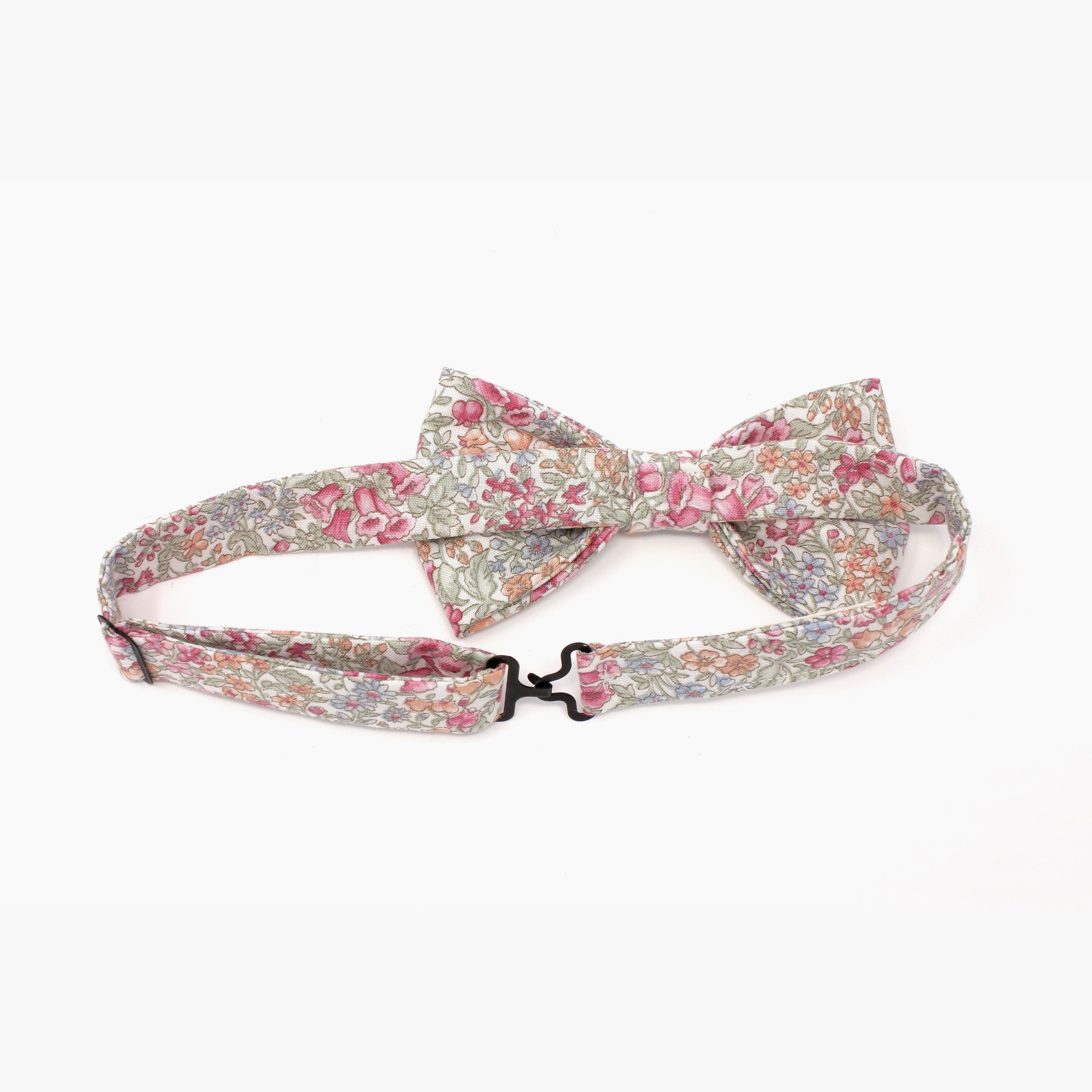 Pink and Peach Floral Bow Tie