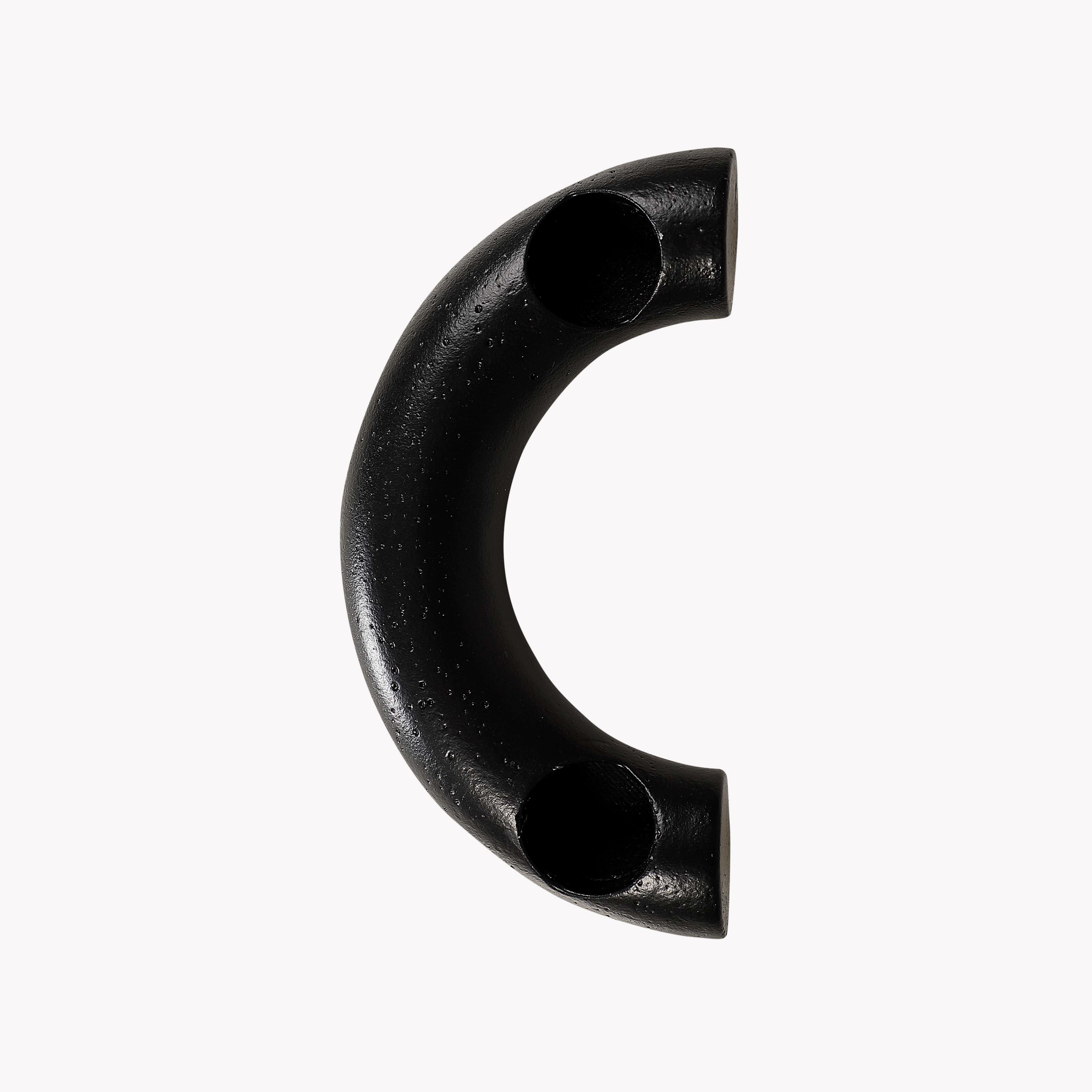Nordic Style C Shaped Concrete Candle holder-  Black 5.5x3 Inch