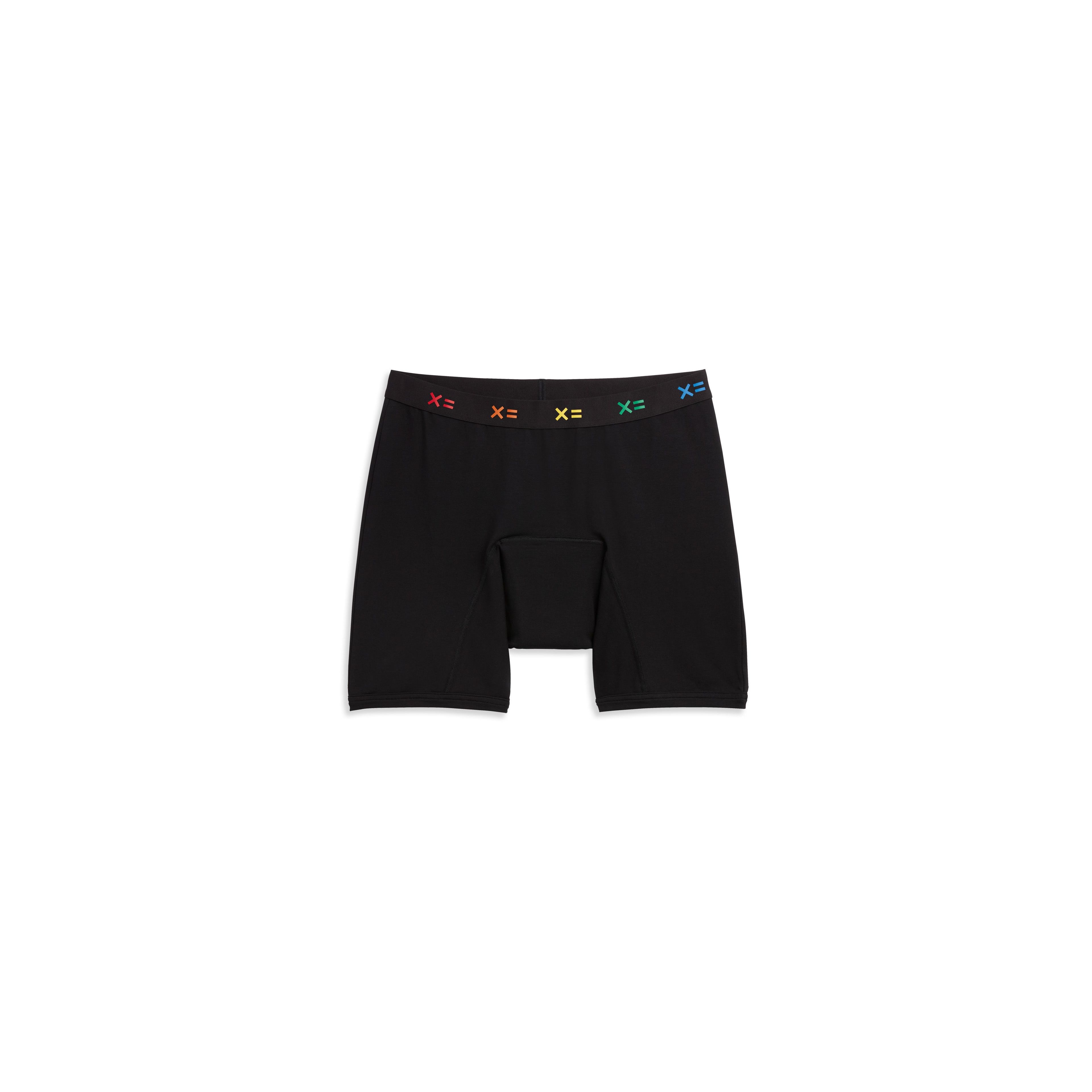 TomboyX First Line Period 9 Boxer Briefs - Black X= Rainbow on Marmalade