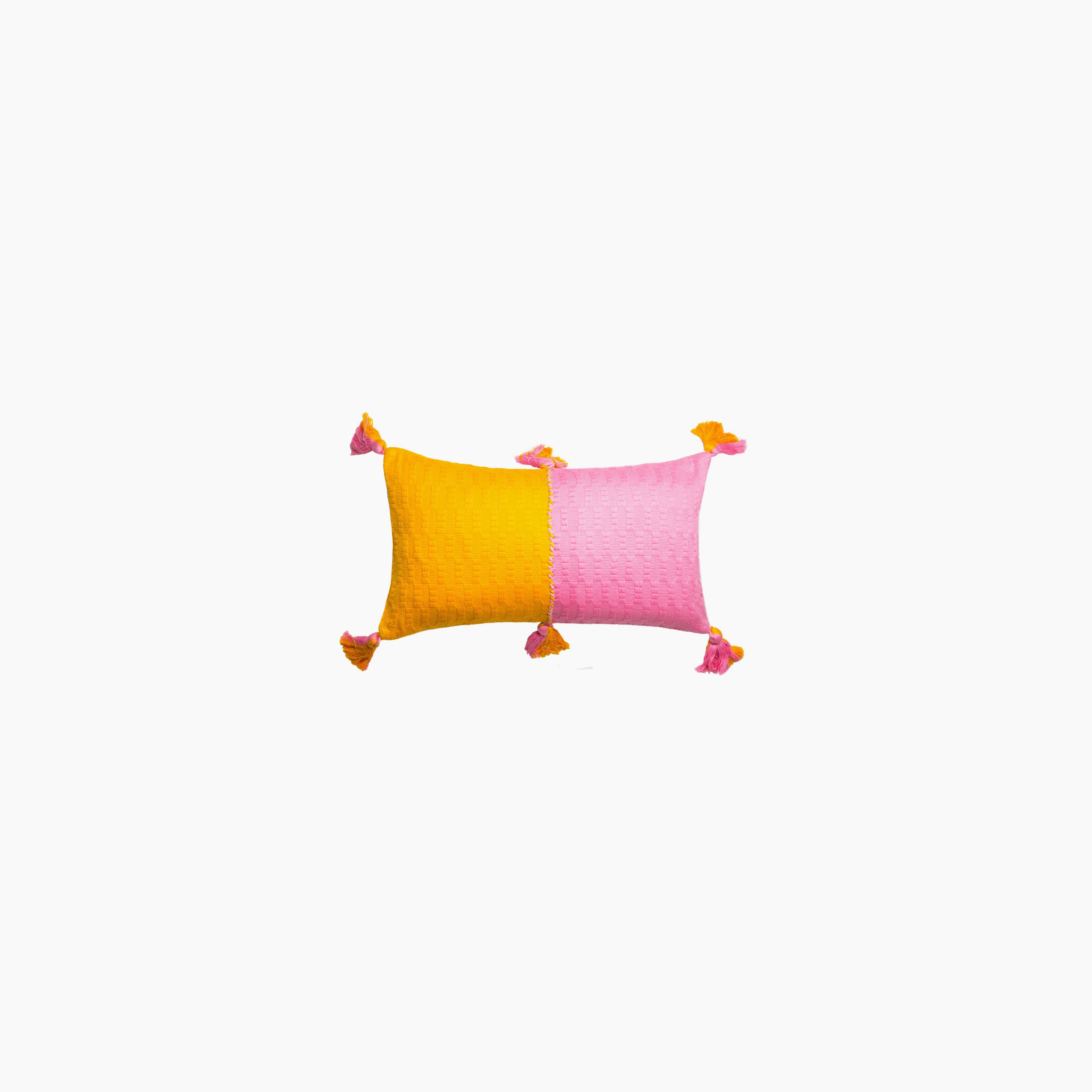 Antigua Pillow - Bubblegum and Orange Colorblocked