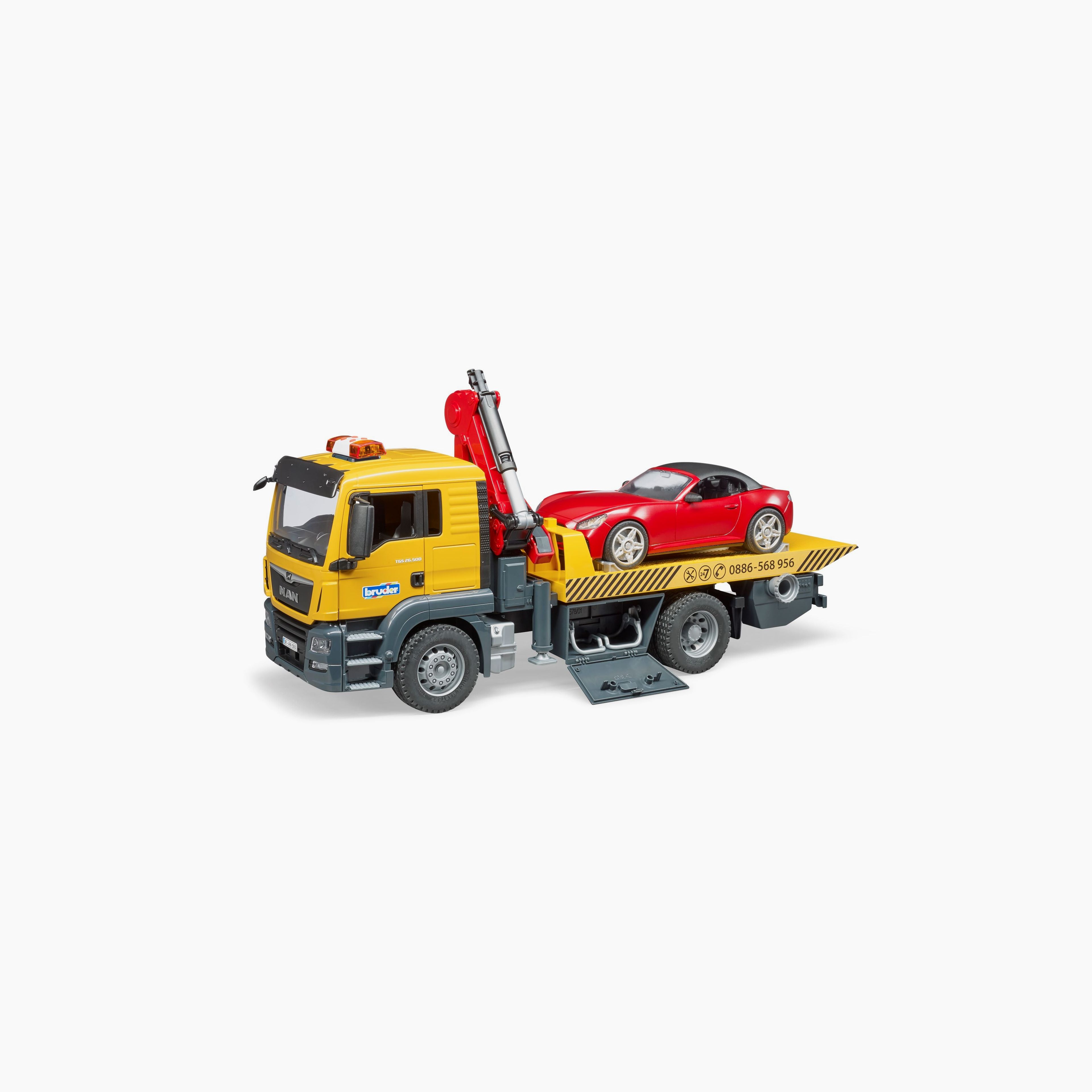 20% OFF! Bruder 03750 MAN TGS Tow Truck w/ Roadster 28.12.10