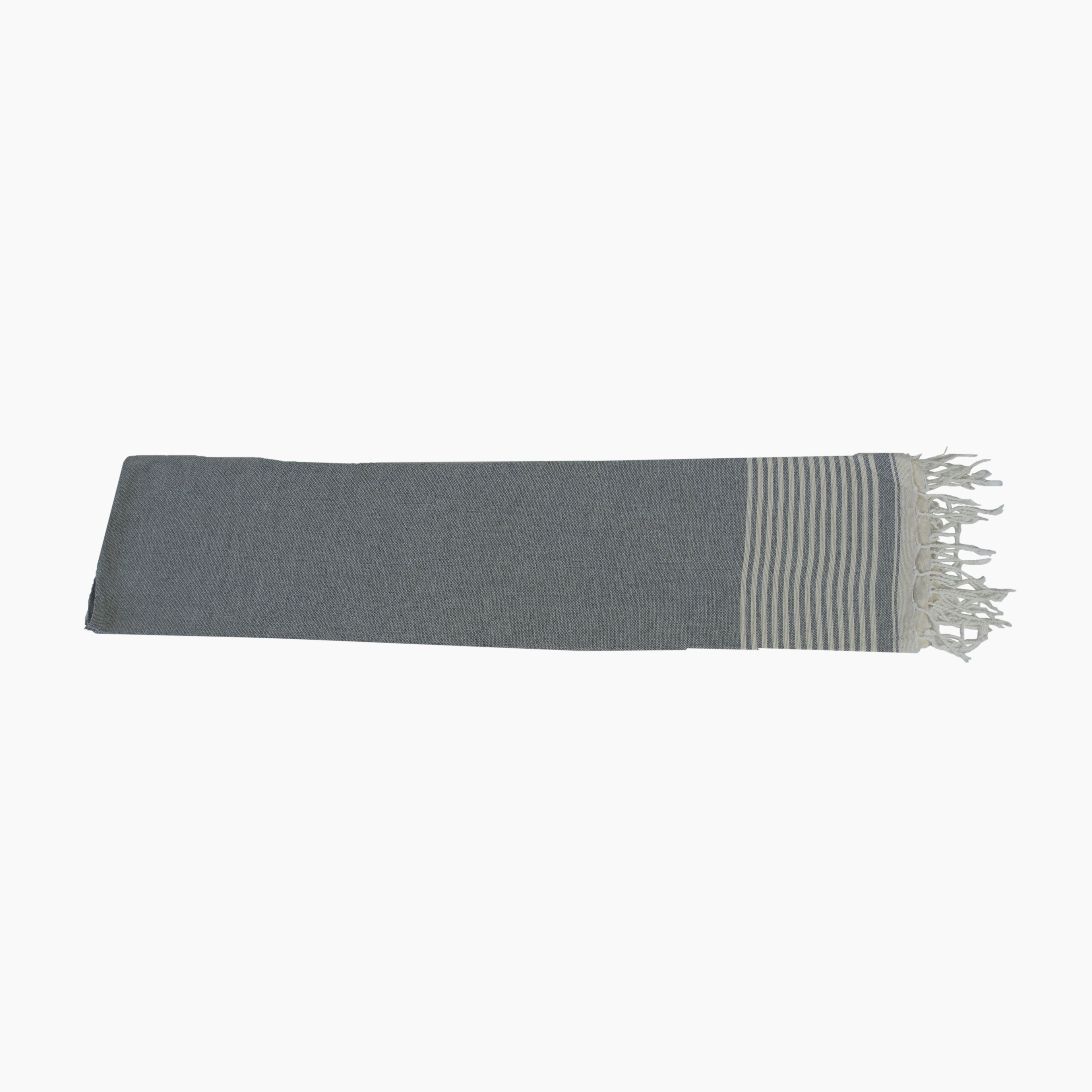 Moroccan Throw/Shawl, Grey with Off-White Stripes