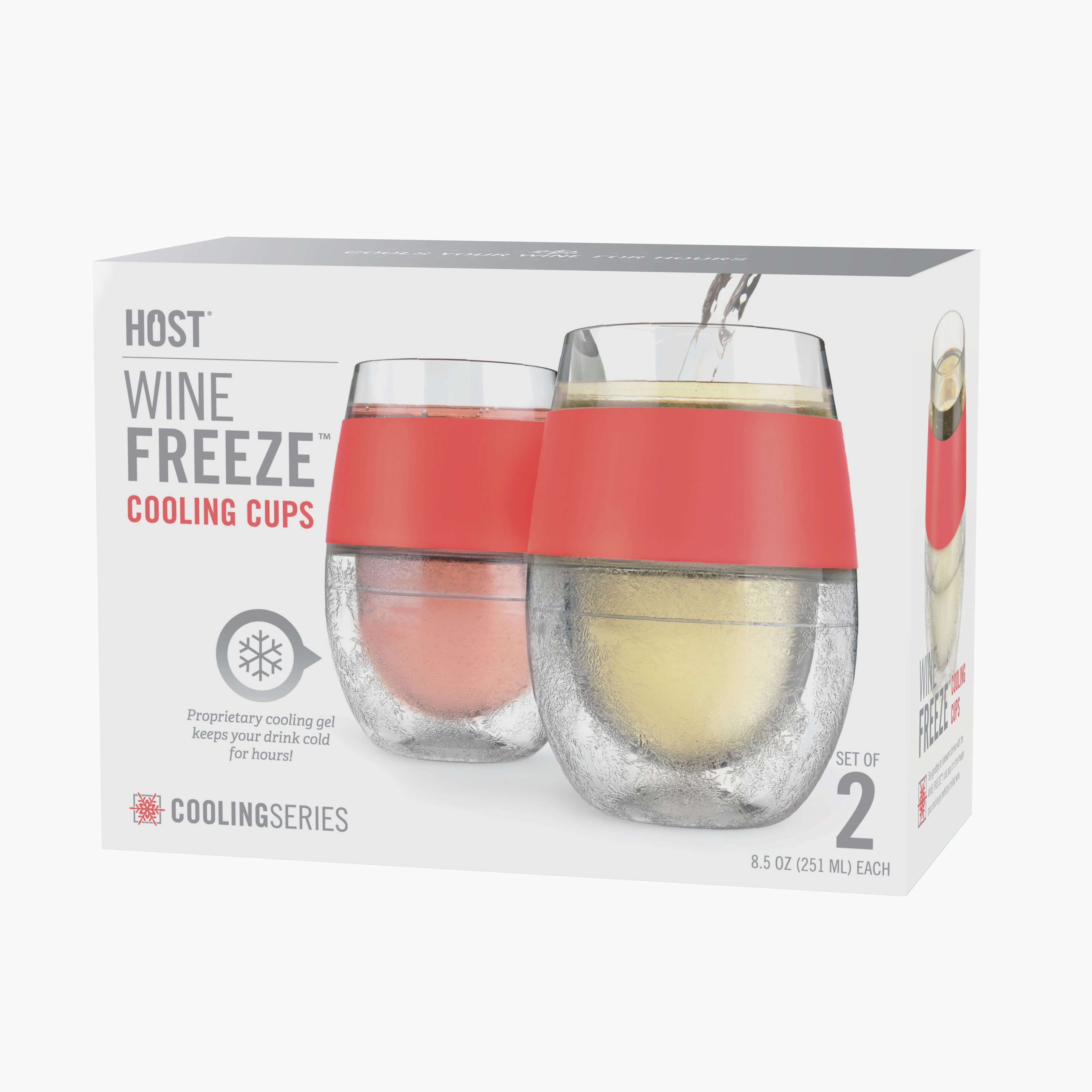 Wine FREEZE Cooling Cup in Coral, Set of 2