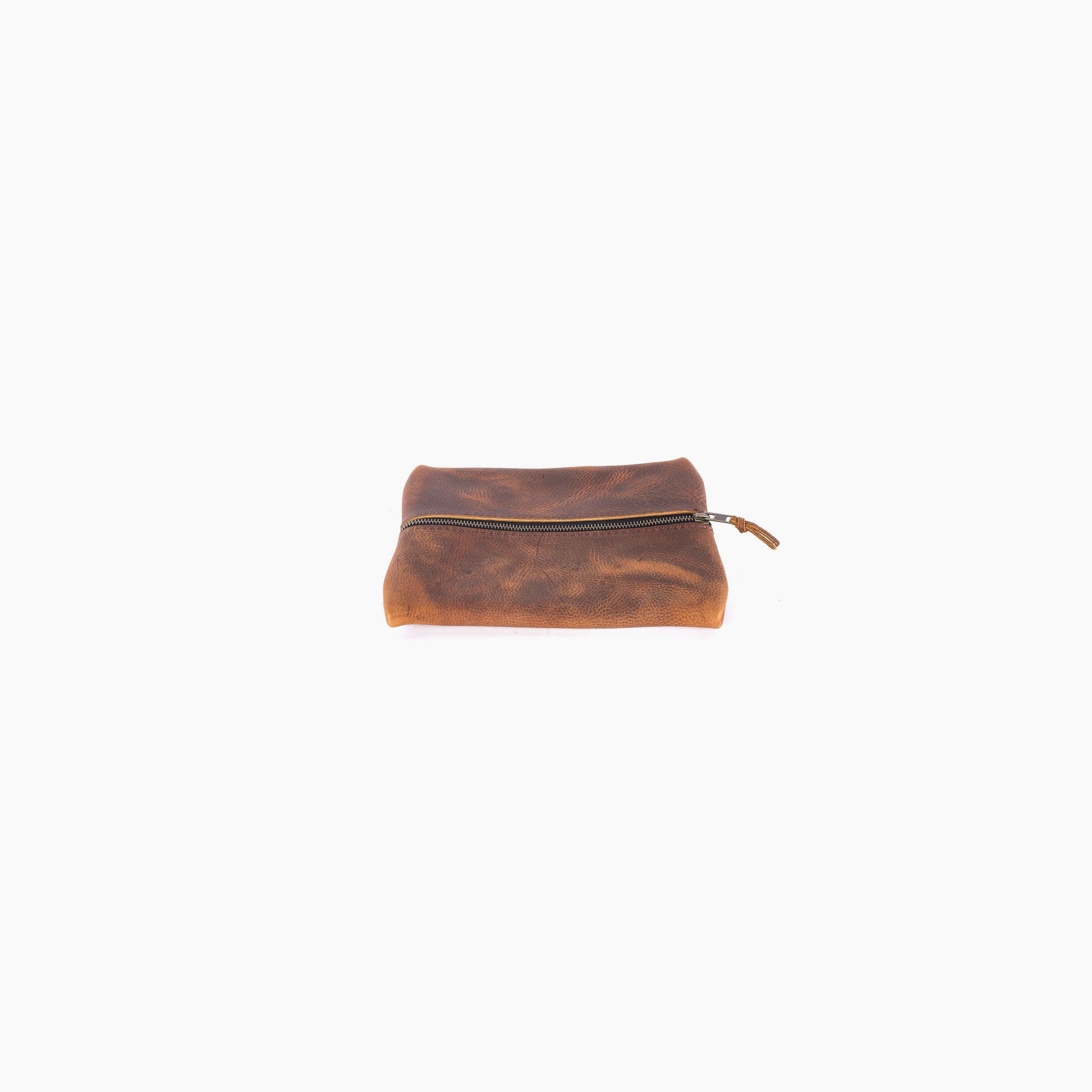 Flat Pack Zippered Leather Pouch