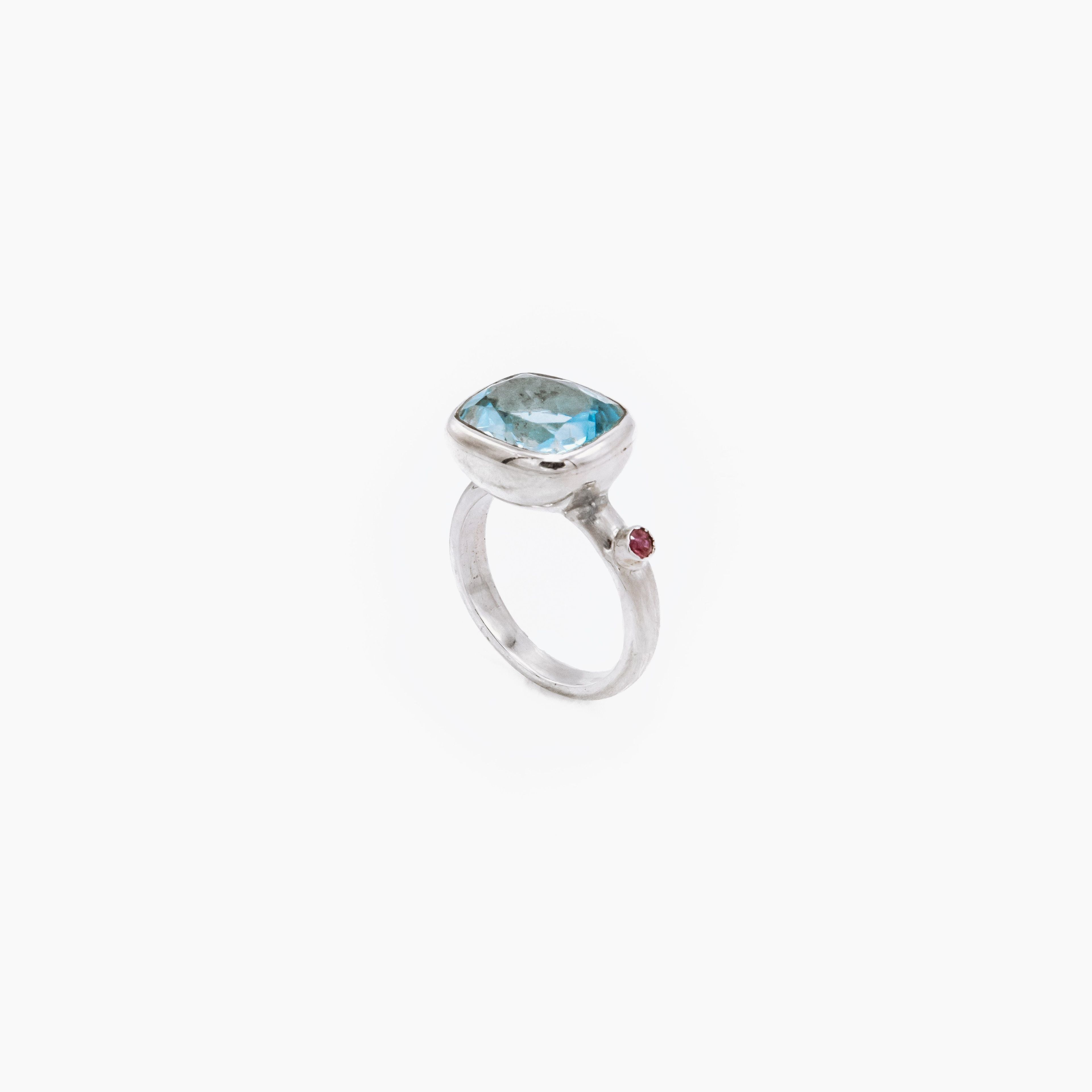 Blue Topaz & Ruby Ring