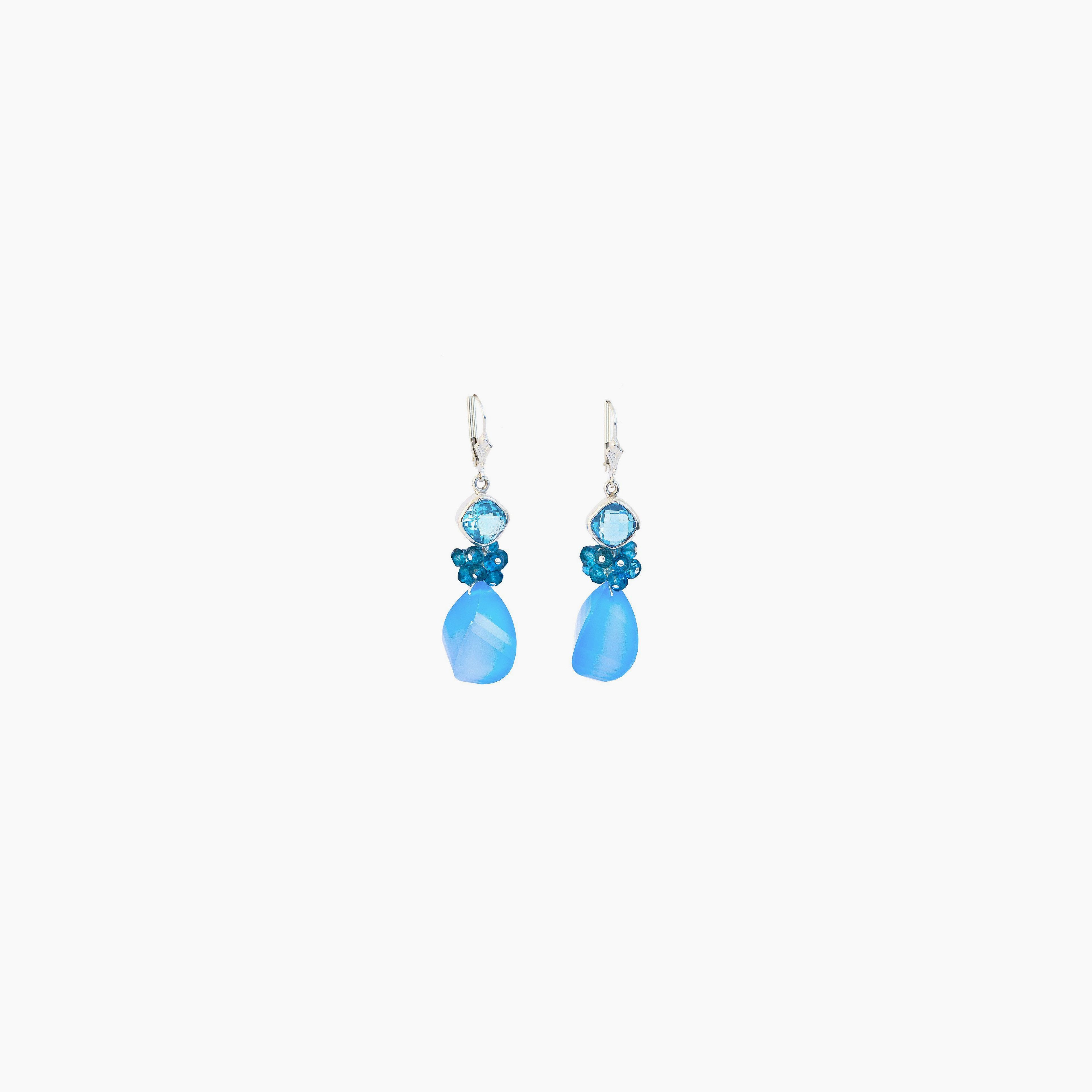 Chalcedony and Blue Topaz Fantasy Drop Earrings