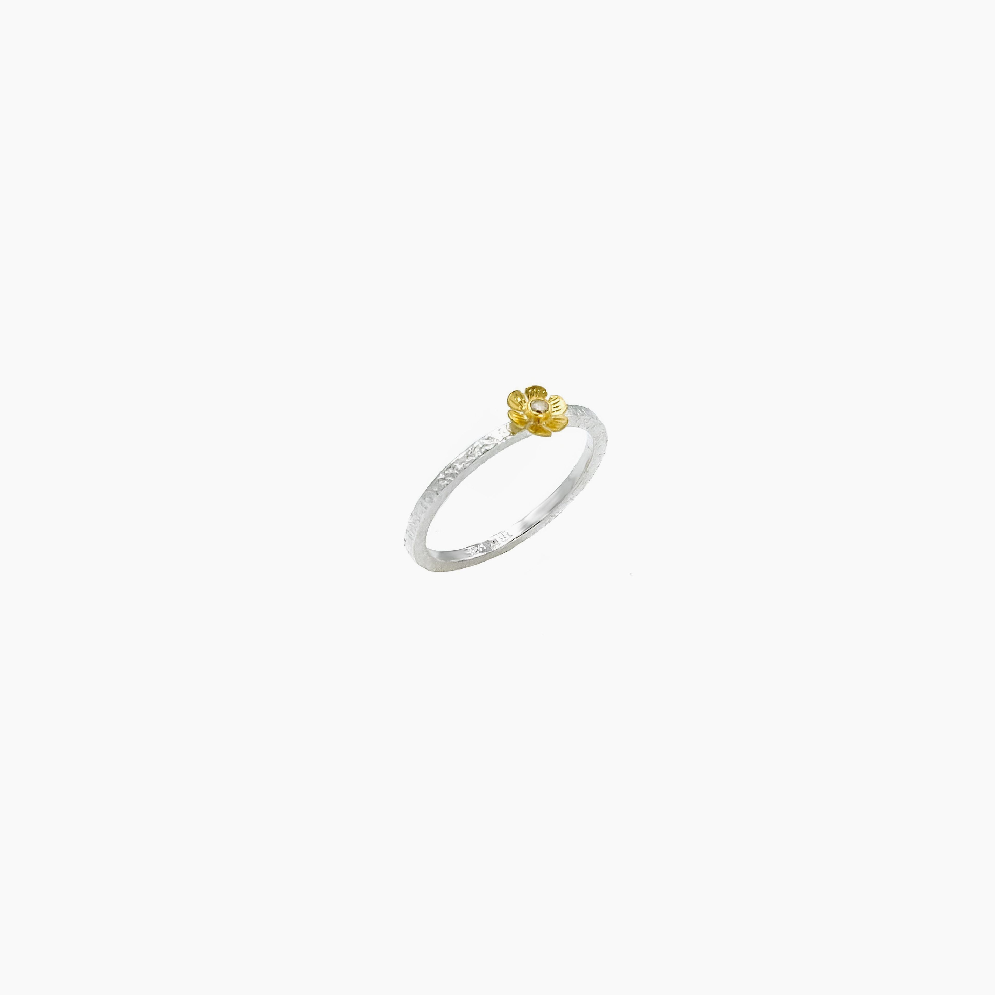 Champagne Diamonds Gold & Silver Flower Ring