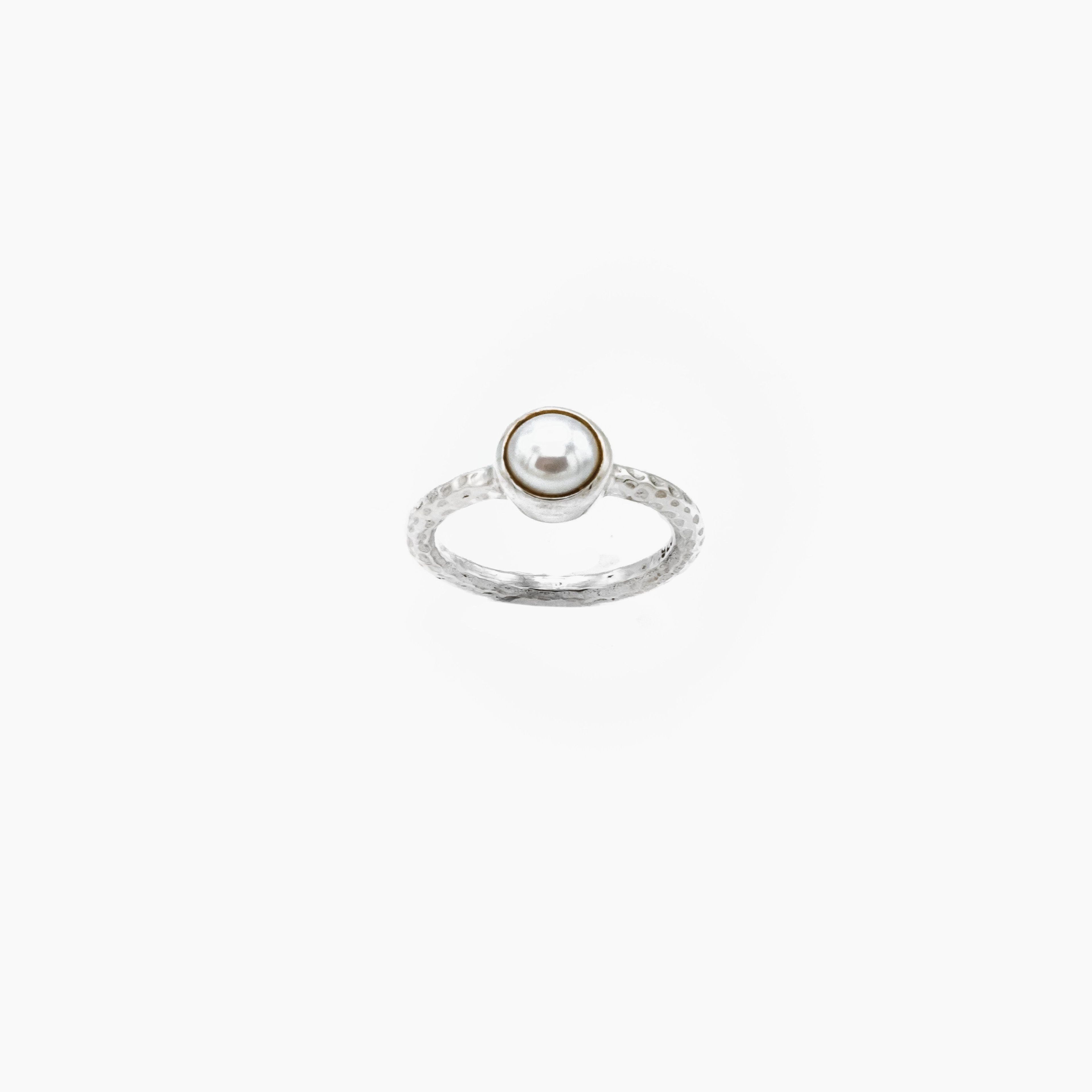 White Pearl Fine Band Ring