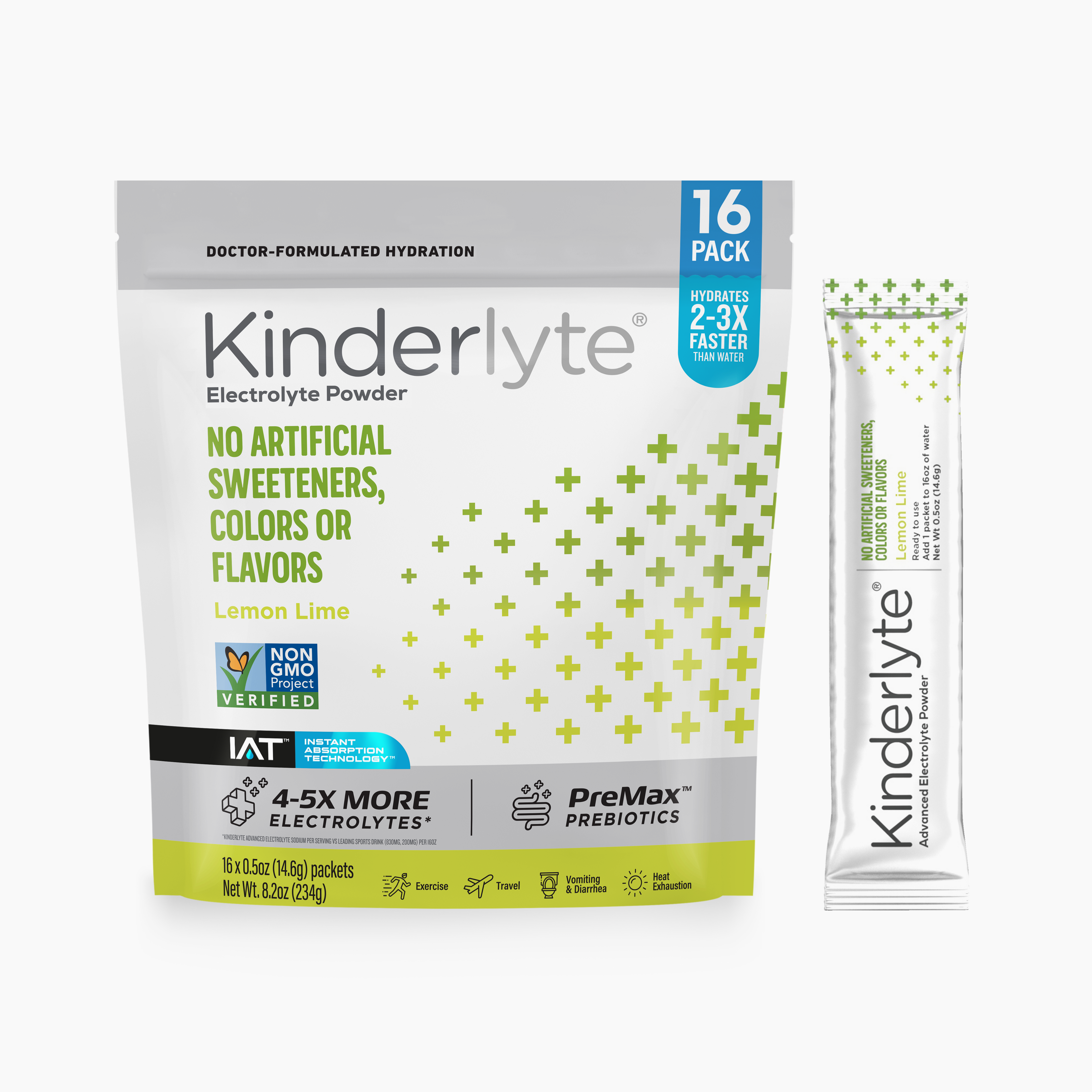 KinderLyte 16ct Advanced Electrolyte Powder Lemon Lime