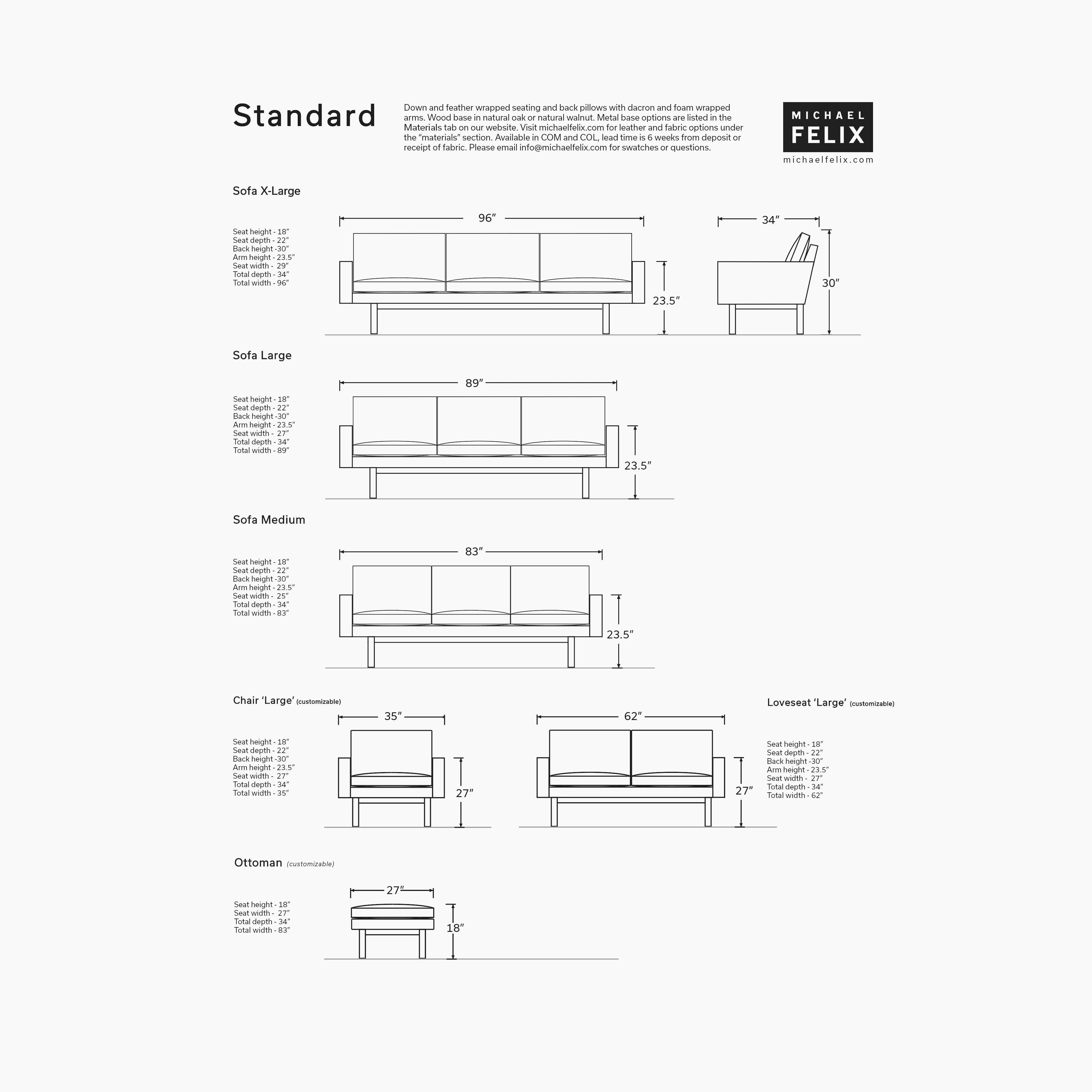 Standard Sofa with Metal Base