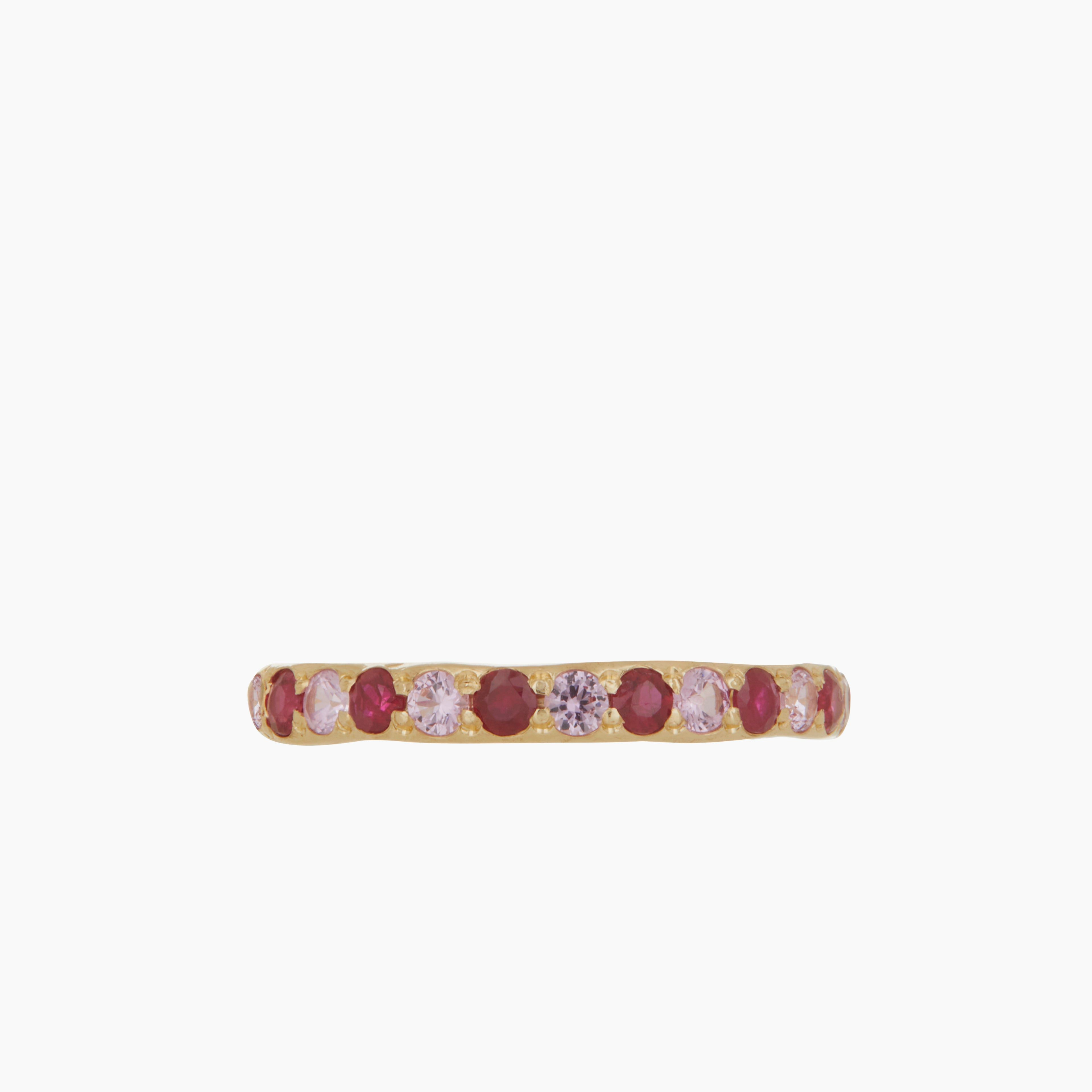 Amador 3mm Pave - Ruby & Pink Sapphire