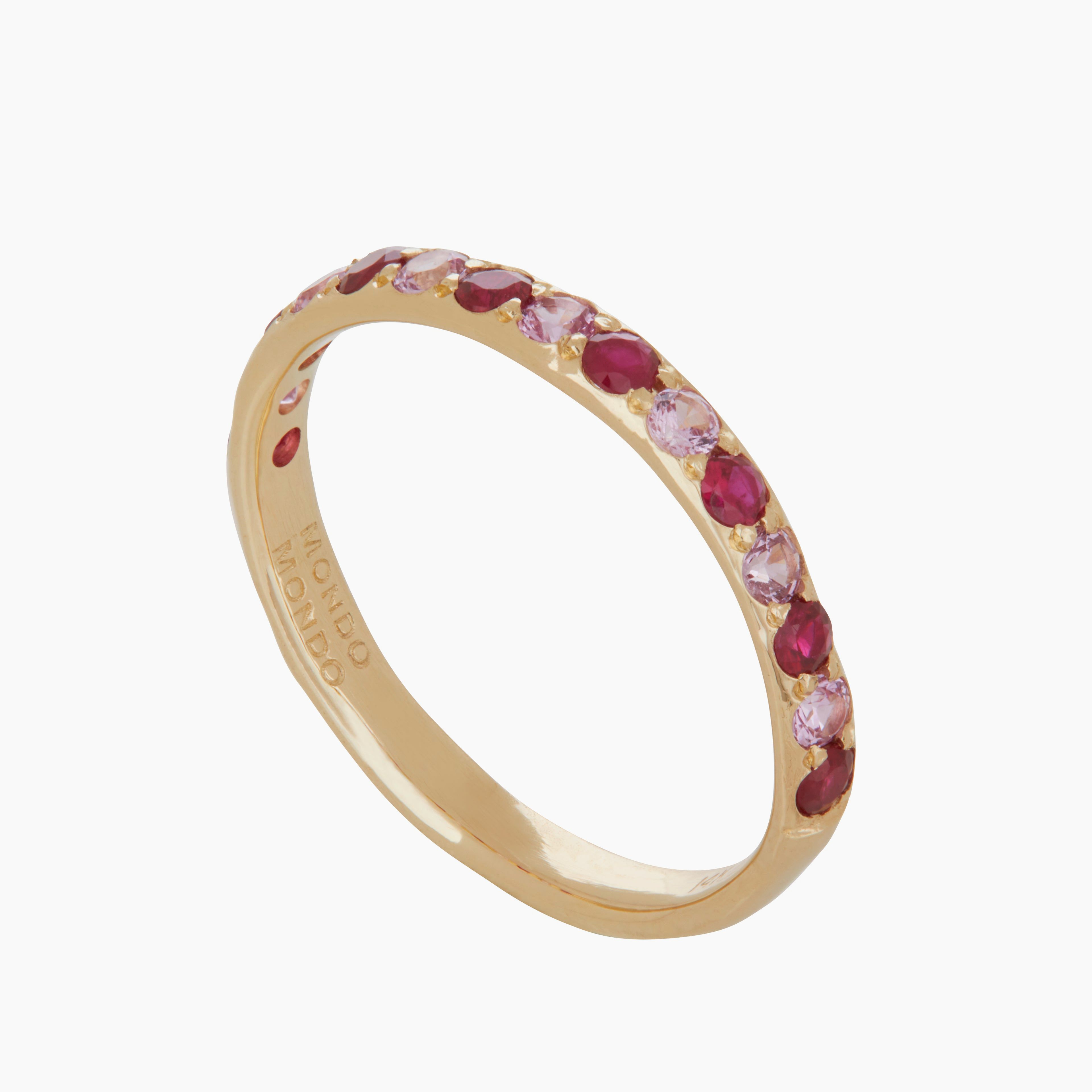 Amador 3mm Pave - Ruby & Pink Sapphire