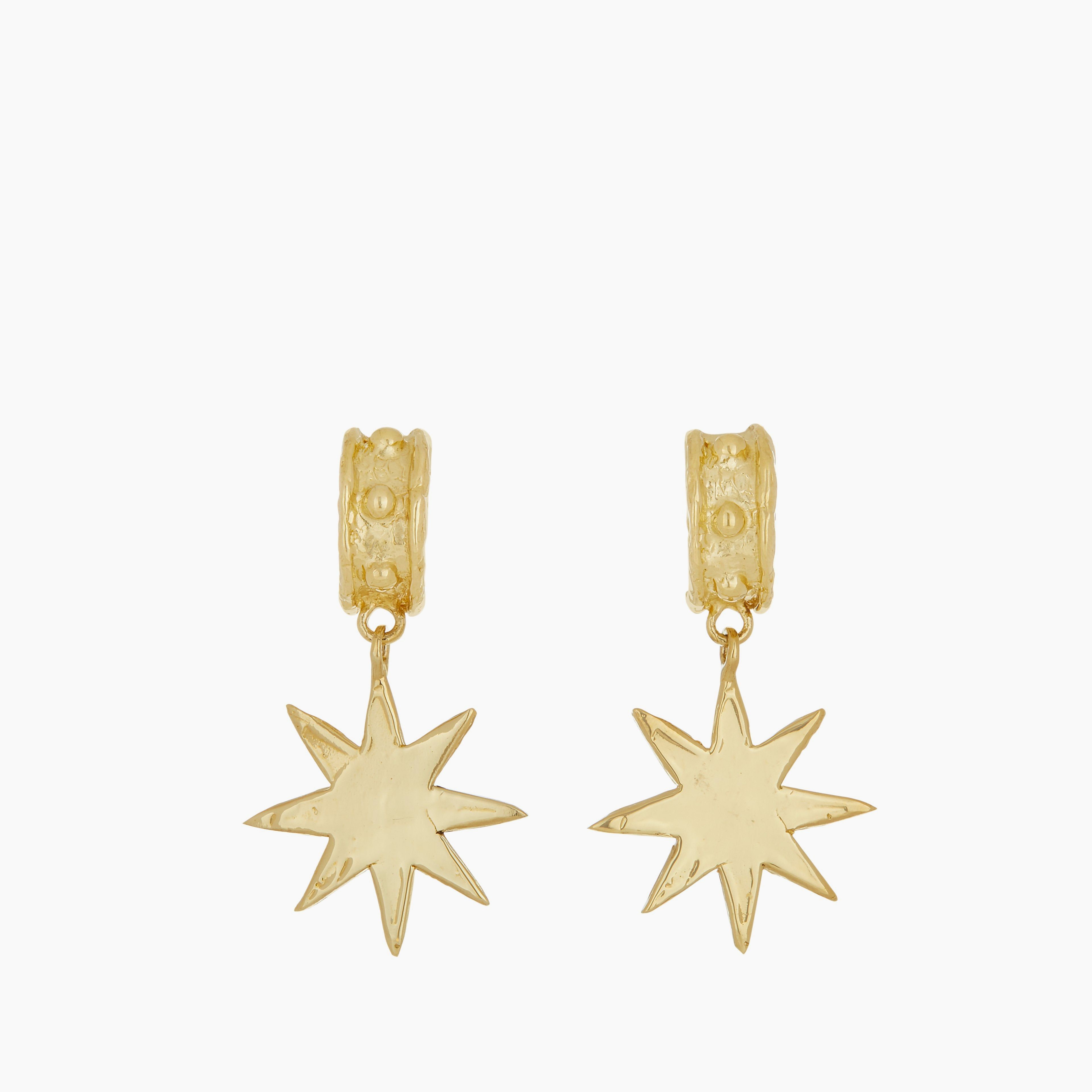 Big Star Earrings in Brass