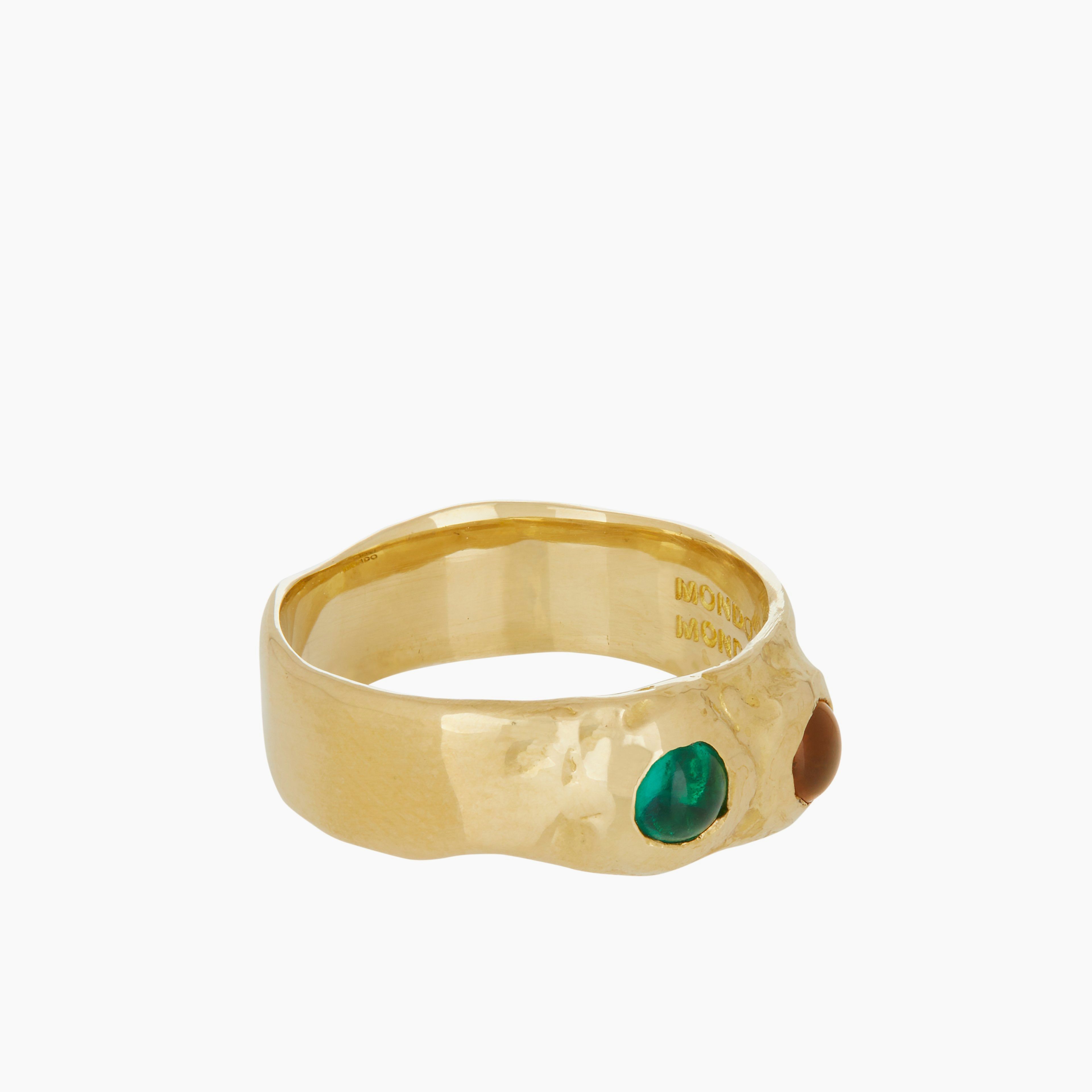 Felt Ring in Brass - Green & Yellow