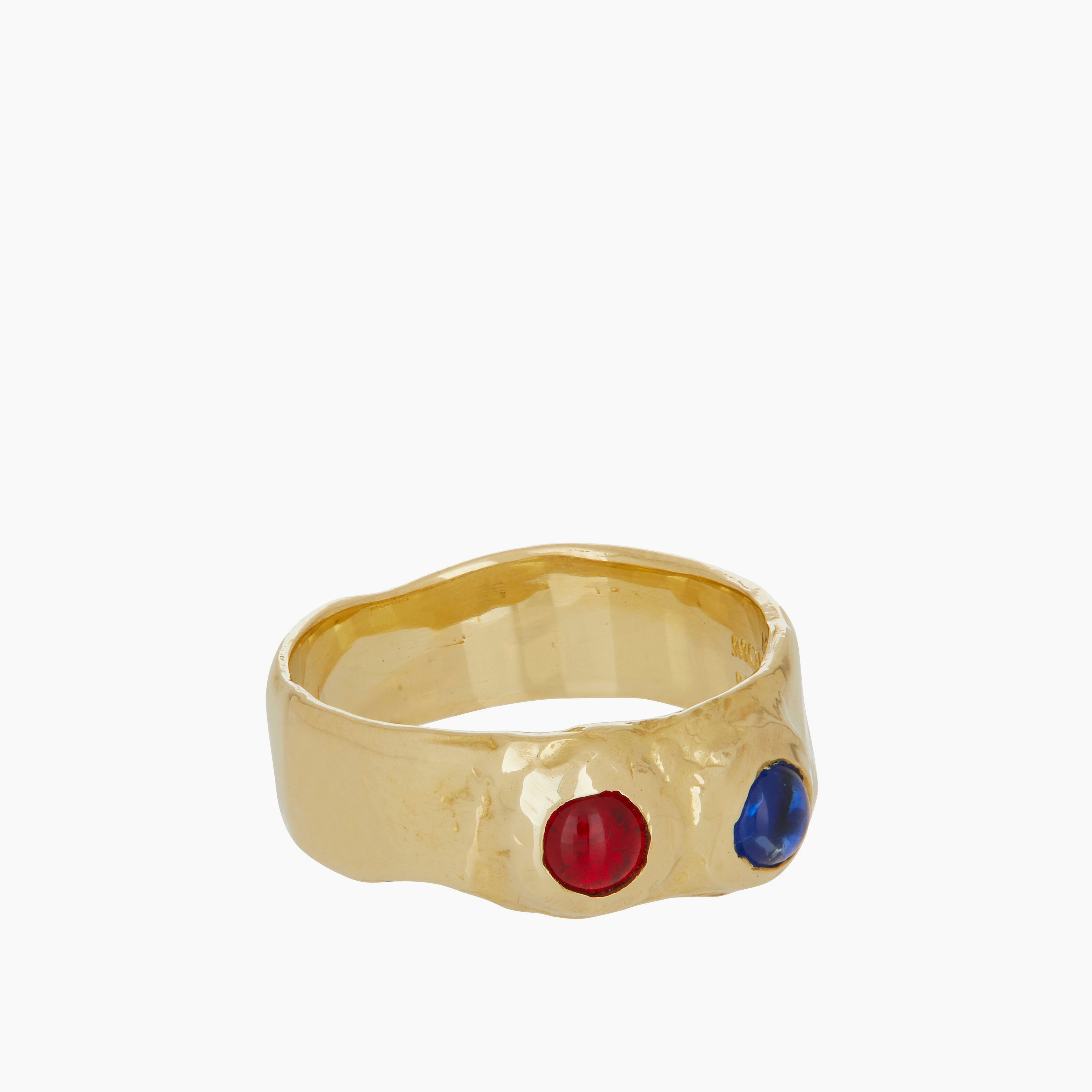 Felt Ring in Brass - Red & Blue