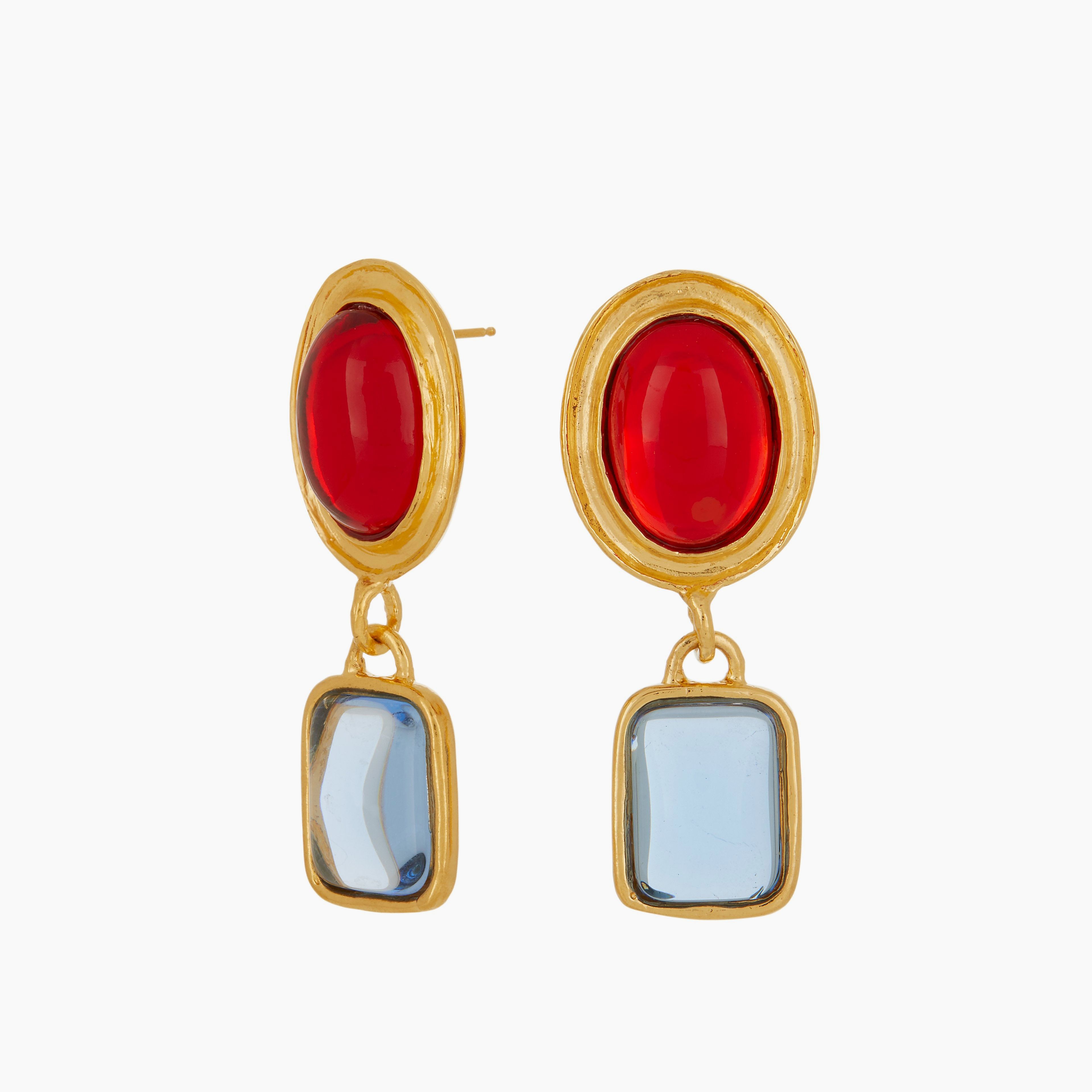 Jelly Earrings - Ruby & Ice Blue
