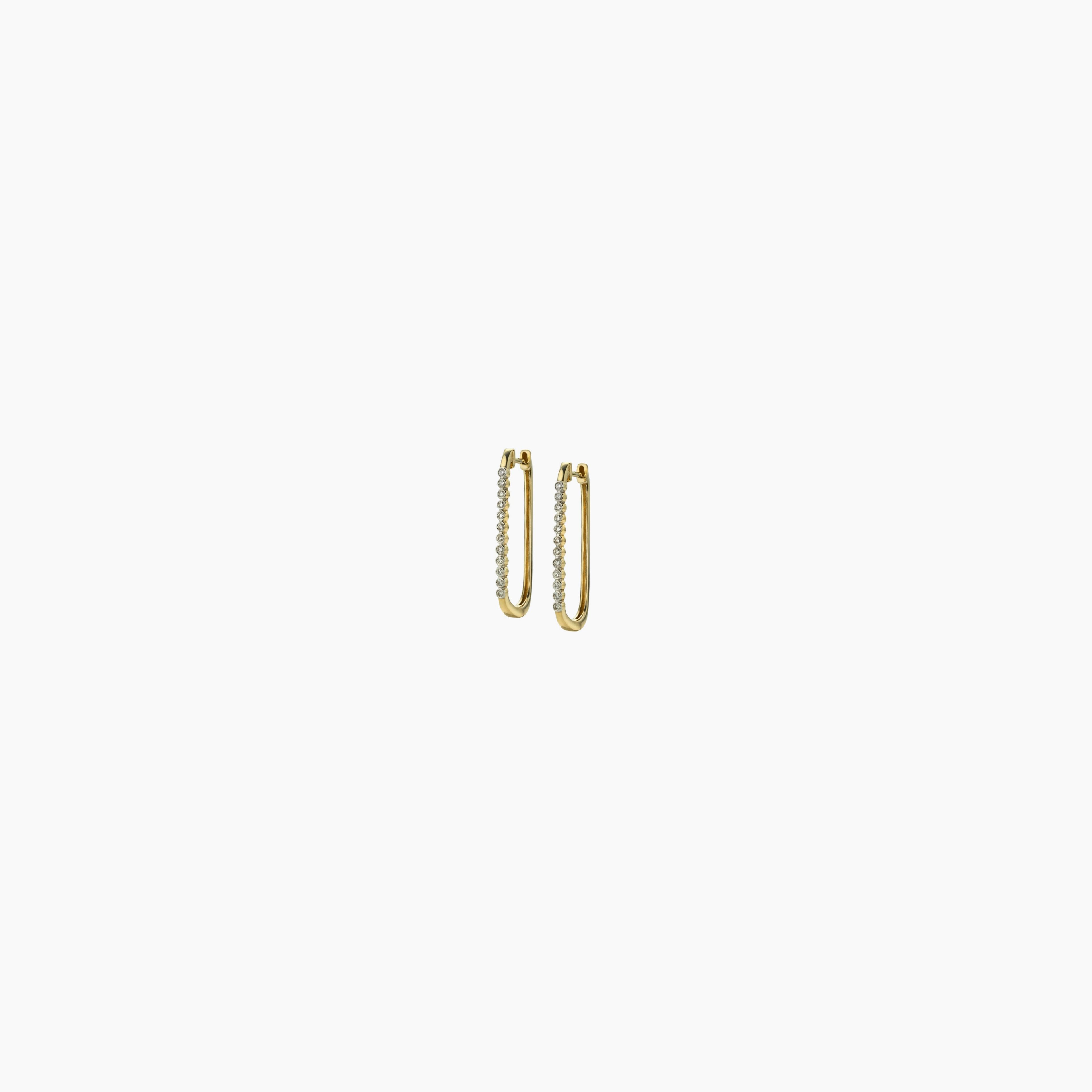 Paperclip Hoops with Diamonds in Yellow Gold