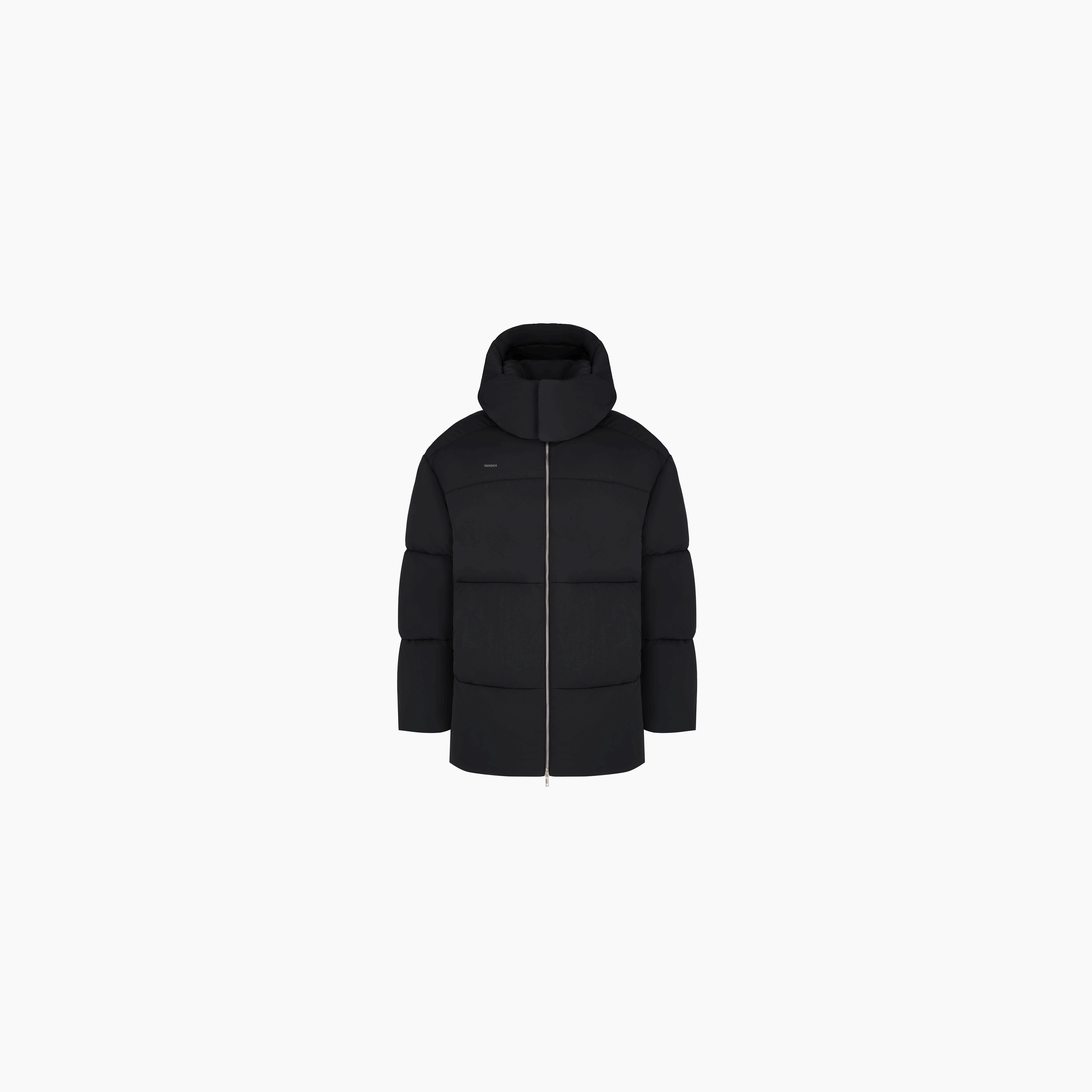 Flower-Warmth Recycled Nylon Long Puffer—black