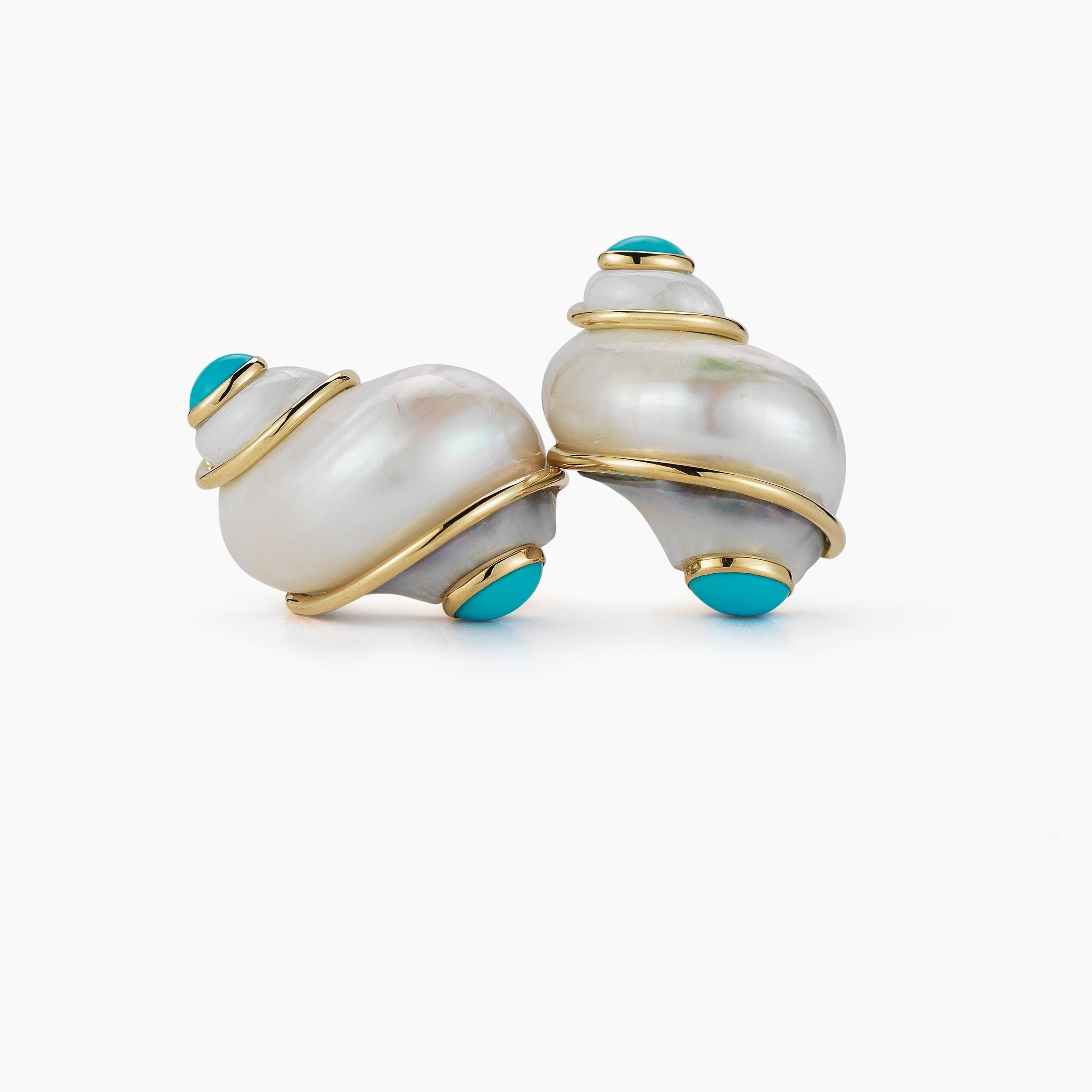 Turbo Shell Earrings in Turquoise