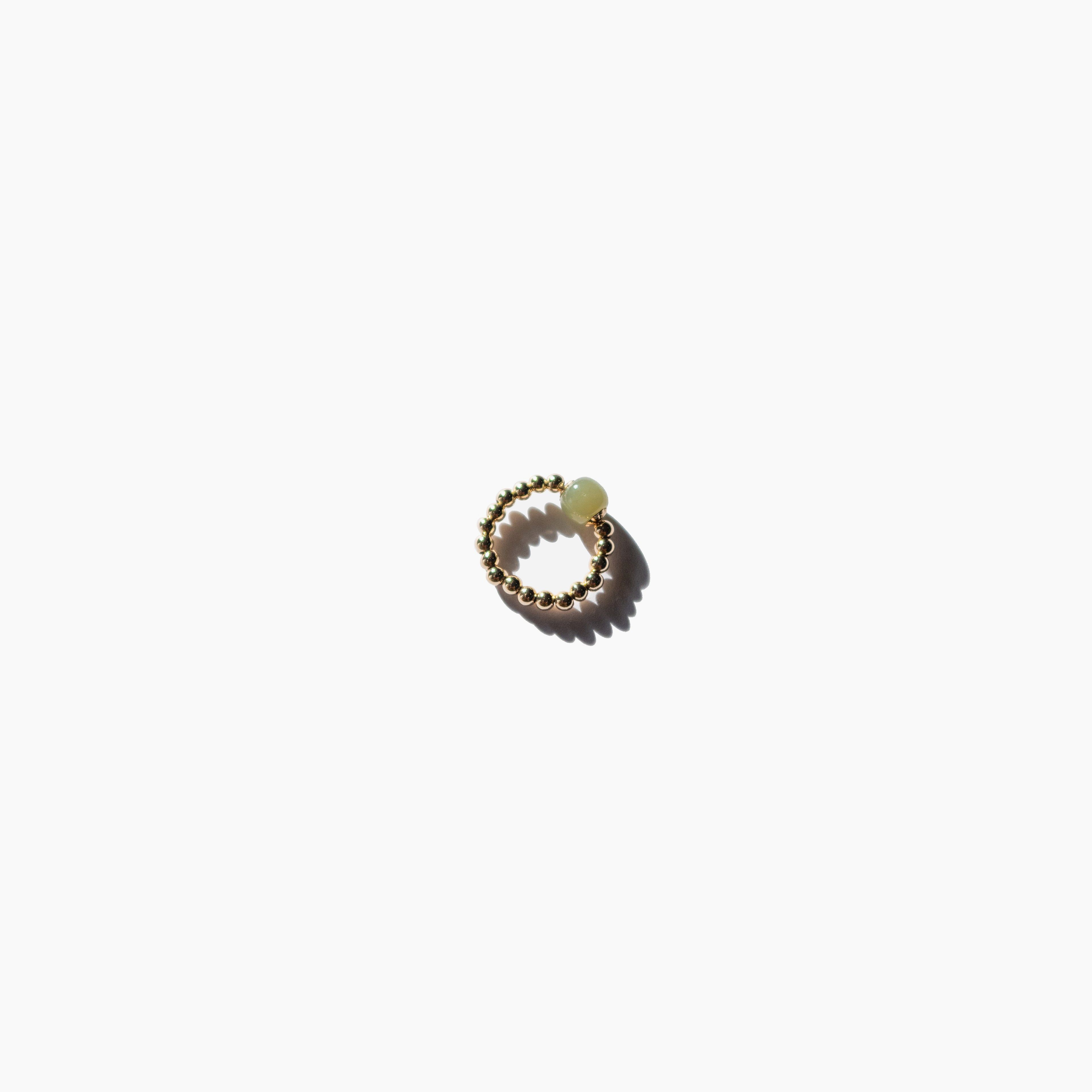 Arya — Jade and beaded gold stretch ring